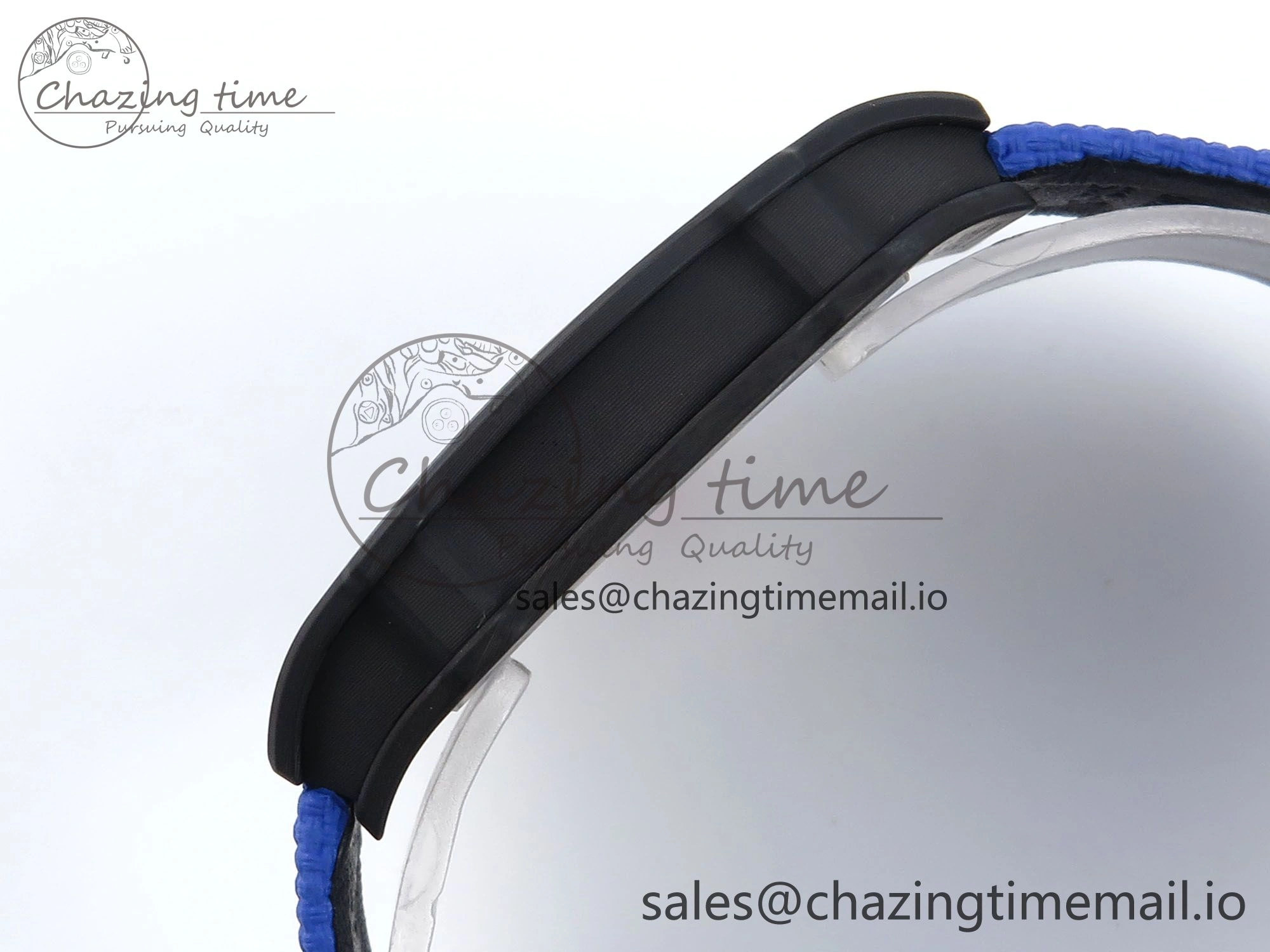 OdorResistant Custom Made RM67-02 Black NTPT France Dial on Blue Nylon strap CRMA7 Clone 10833