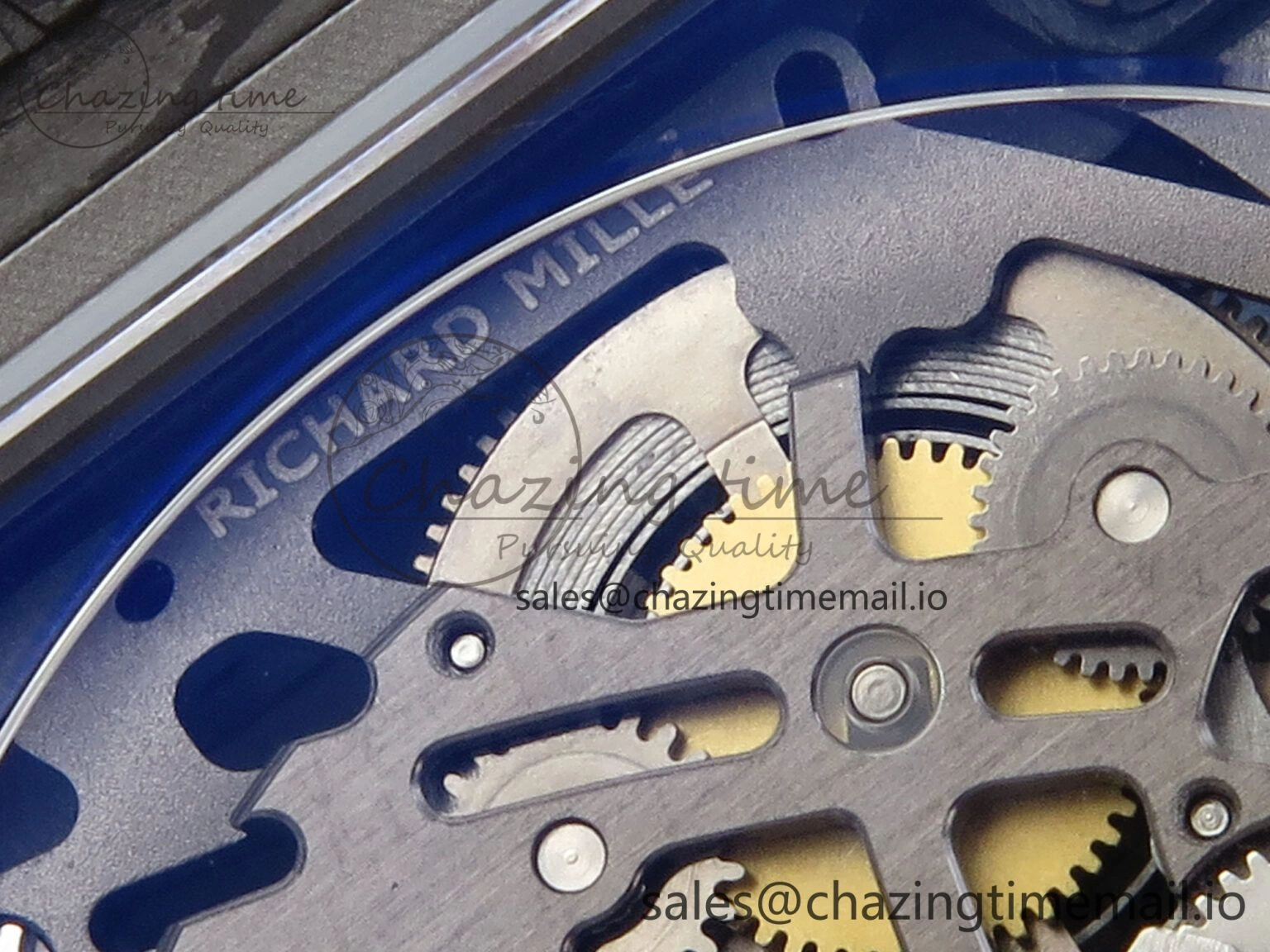OdorResistant Custom Made RM67-02 Black NTPT France Dial on Blue Nylon strap CRMA7 Clone 10833