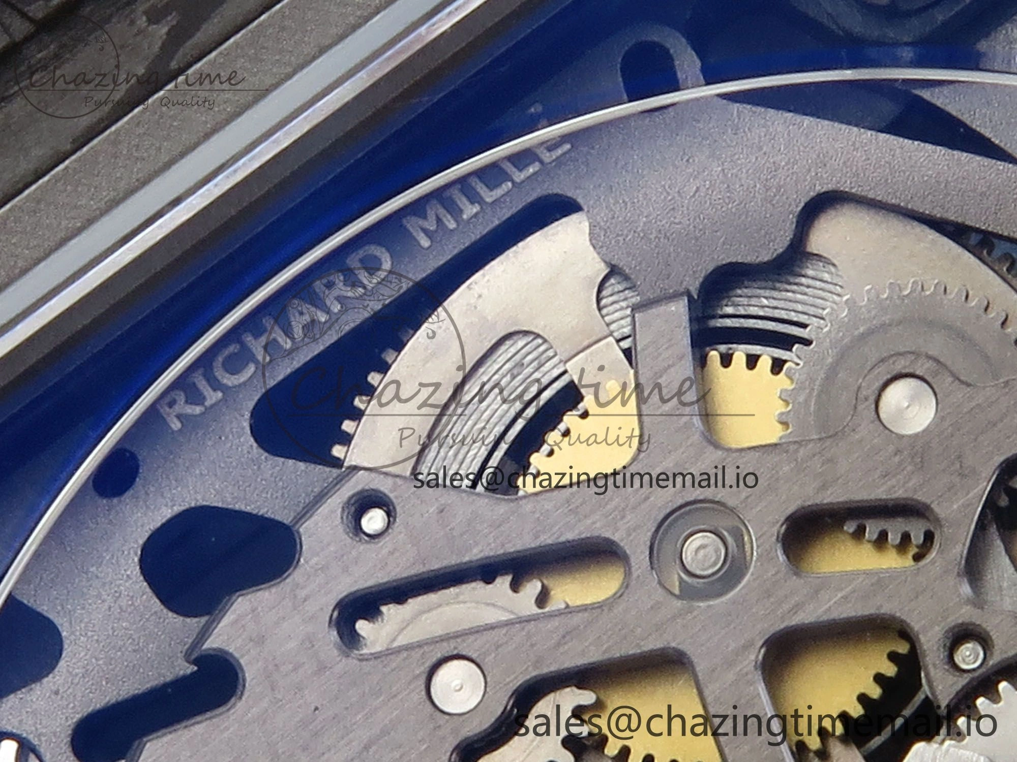 OdorResistant Custom Made RM67-02 Black NTPT France Dial on Blue Nylon strap CRMA7 Clone 10833