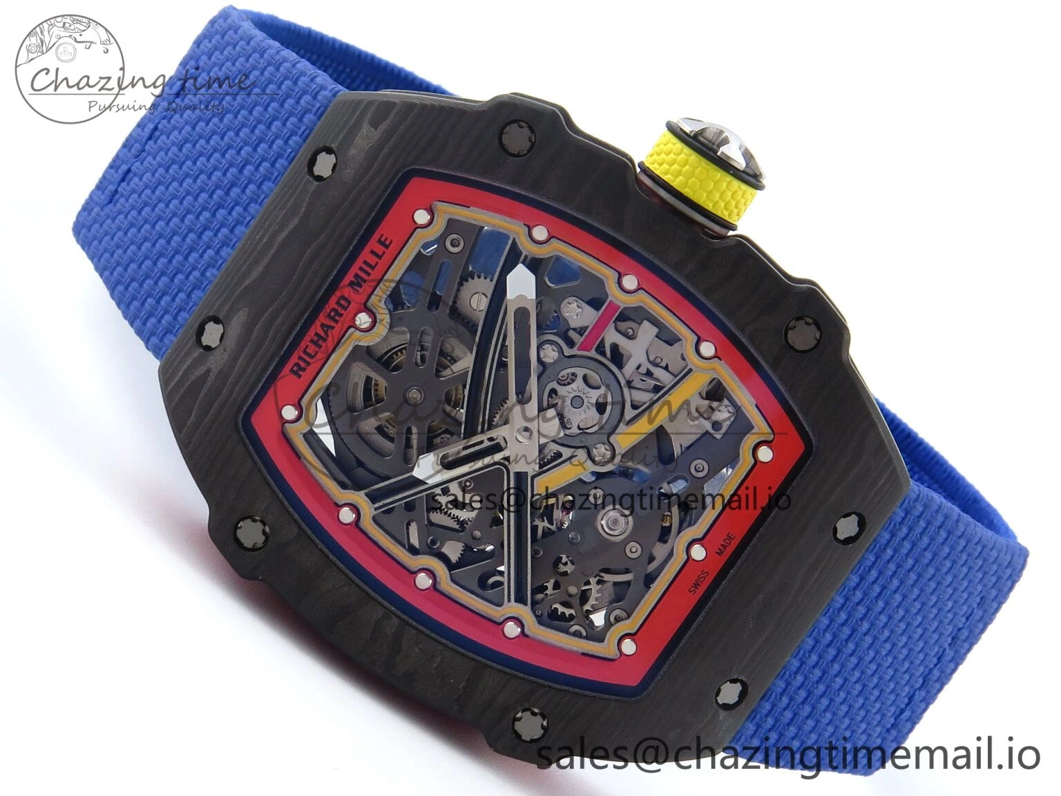 SportInspired Custom Made RM67-02 Black NTPT Germany Dial on Blue Nylon strap CRMA7 Clone 10834