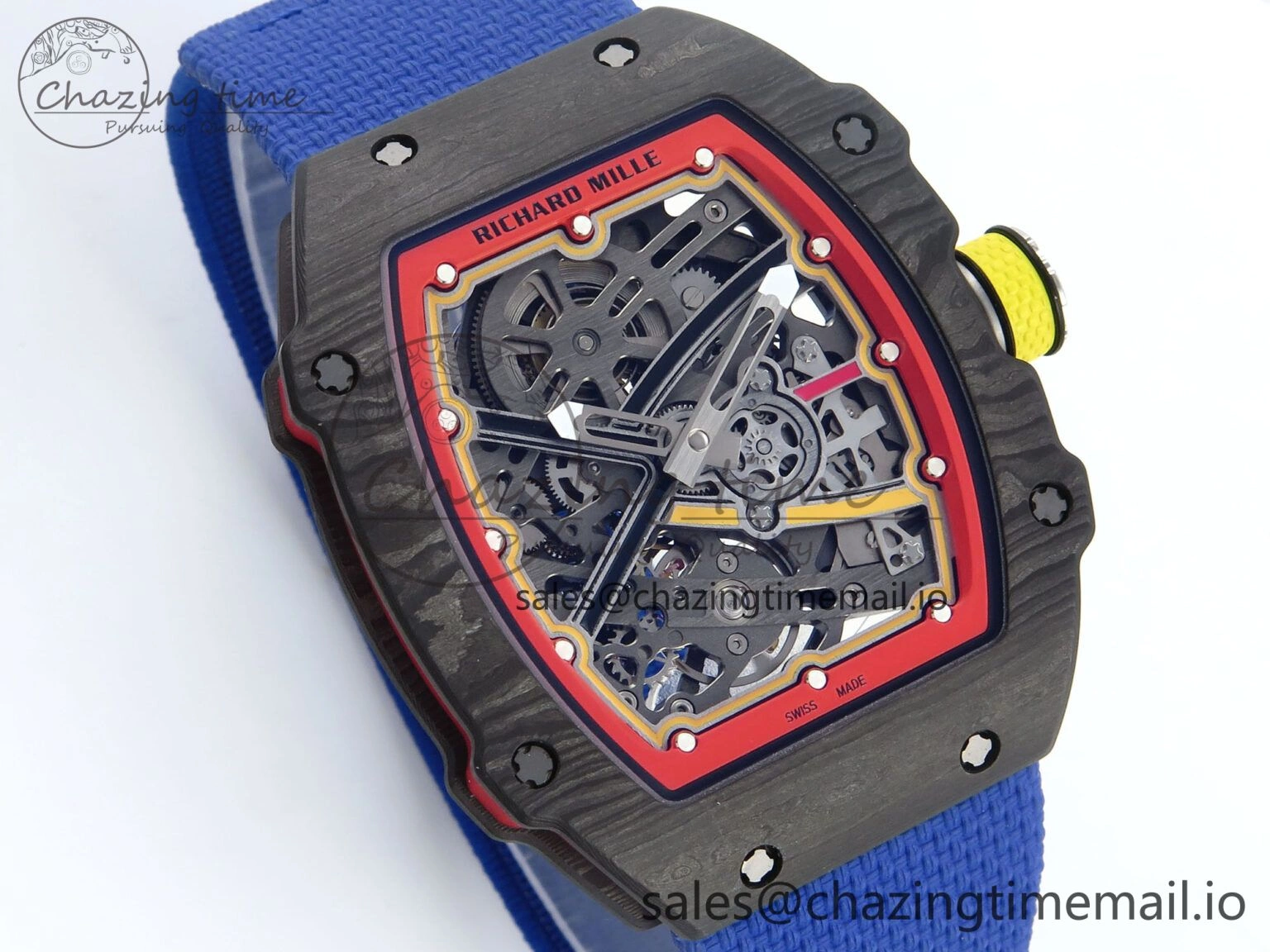 SportInspired Custom Made RM67-02 Black NTPT Germany Dial on Blue Nylon strap CRMA7 Clone 10834