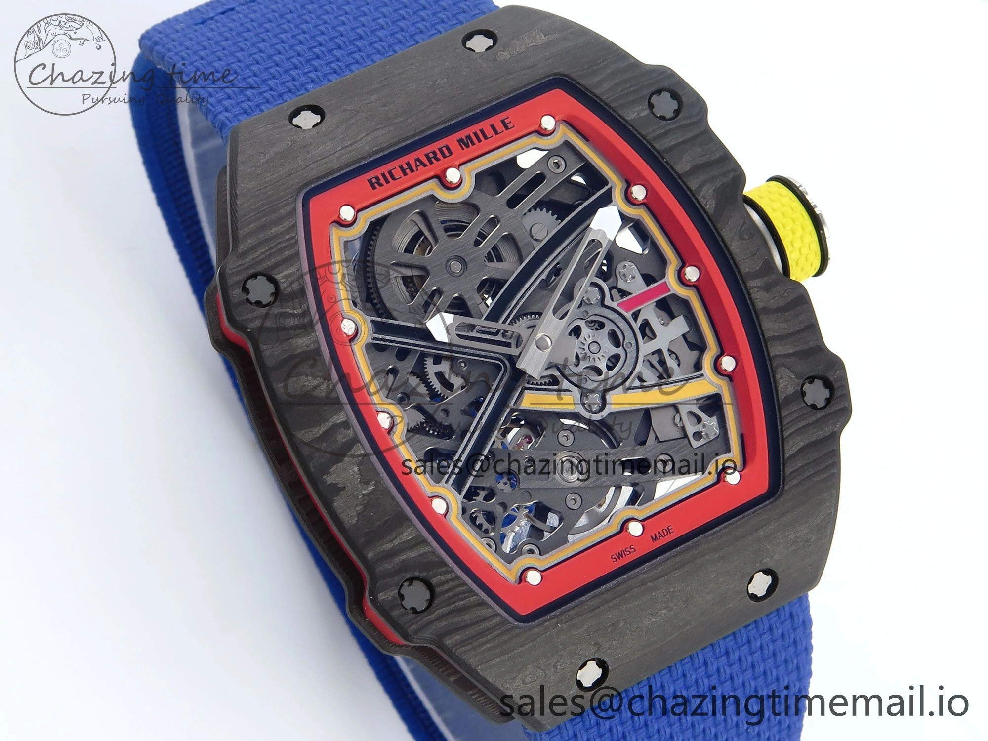 SportInspired Custom Made RM67-02 Black NTPT Germany Dial on Blue Nylon strap CRMA7 Clone 10834