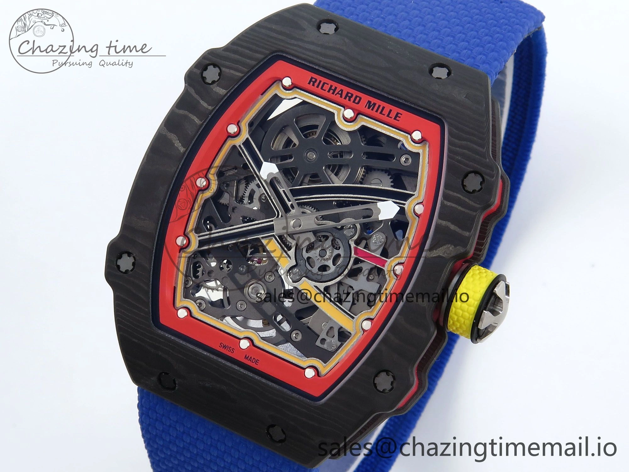 SportInspired Custom Made RM67-02 Black NTPT Germany Dial on Blue Nylon strap CRMA7 Clone 10834