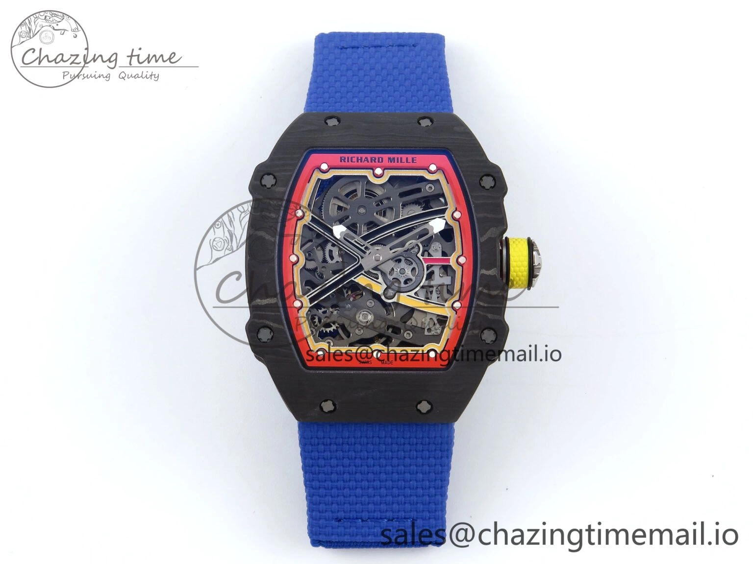 SportInspired Custom Made RM67-02 Black NTPT Germany Dial on Blue Nylon strap CRMA7 Clone 10834