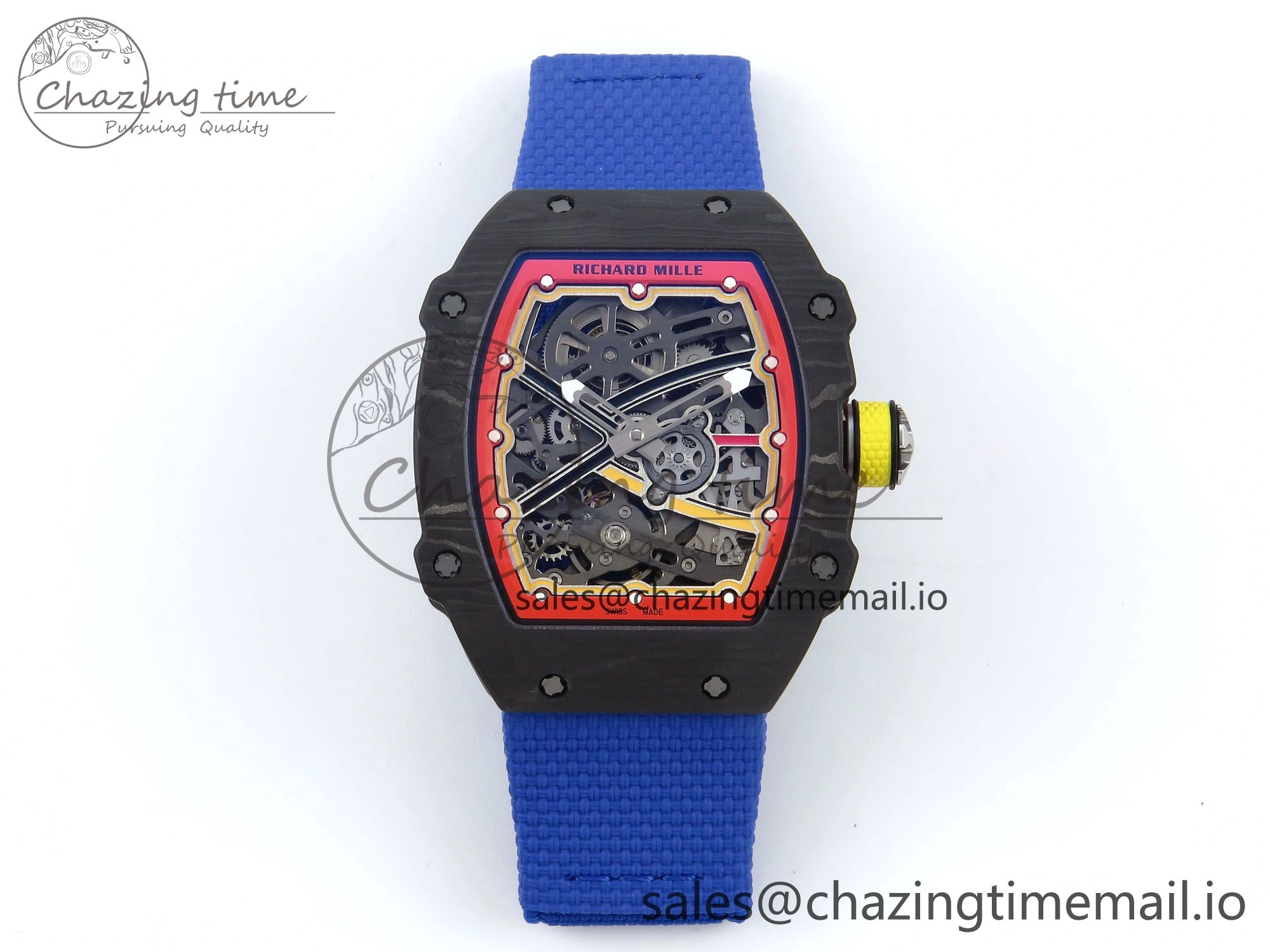 SportInspired Custom Made RM67-02 Black NTPT Germany Dial on Blue Nylon strap CRMA7 Clone 10834