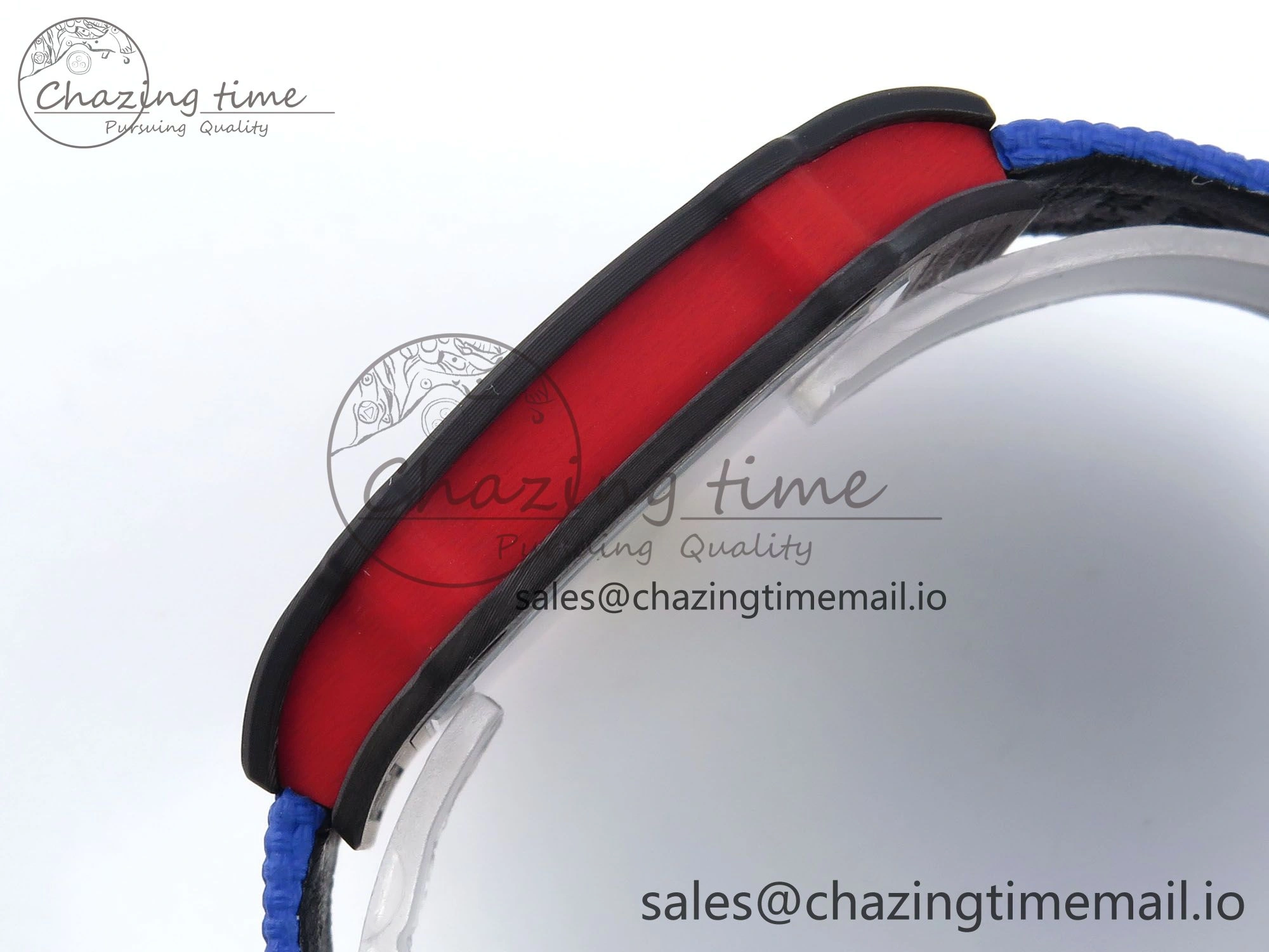 SportInspired Custom Made RM67-02 Black NTPT Germany Dial on Blue Nylon strap CRMA7 Clone 10834