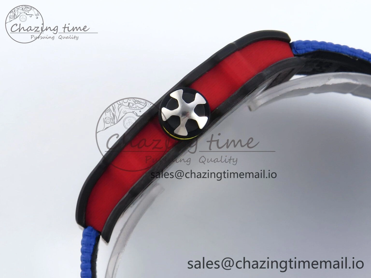 SportInspired Custom Made RM67-02 Black NTPT Germany Dial on Blue Nylon strap CRMA7 Clone 10834