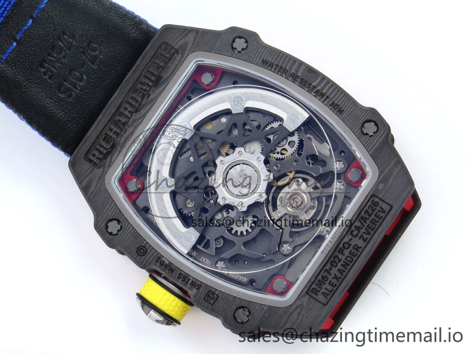 SportInspired Custom Made RM67-02 Black NTPT Germany Dial on Blue Nylon strap CRMA7 Clone 10834