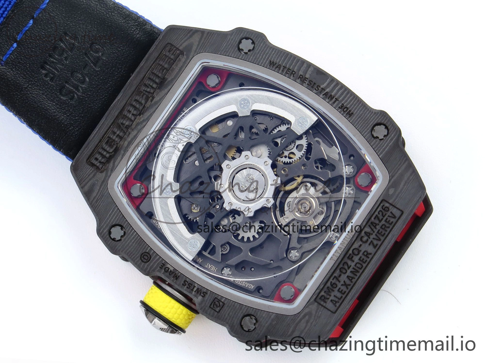 SportInspired Custom Made RM67-02 Black NTPT Germany Dial on Blue Nylon strap CRMA7 Clone 10834