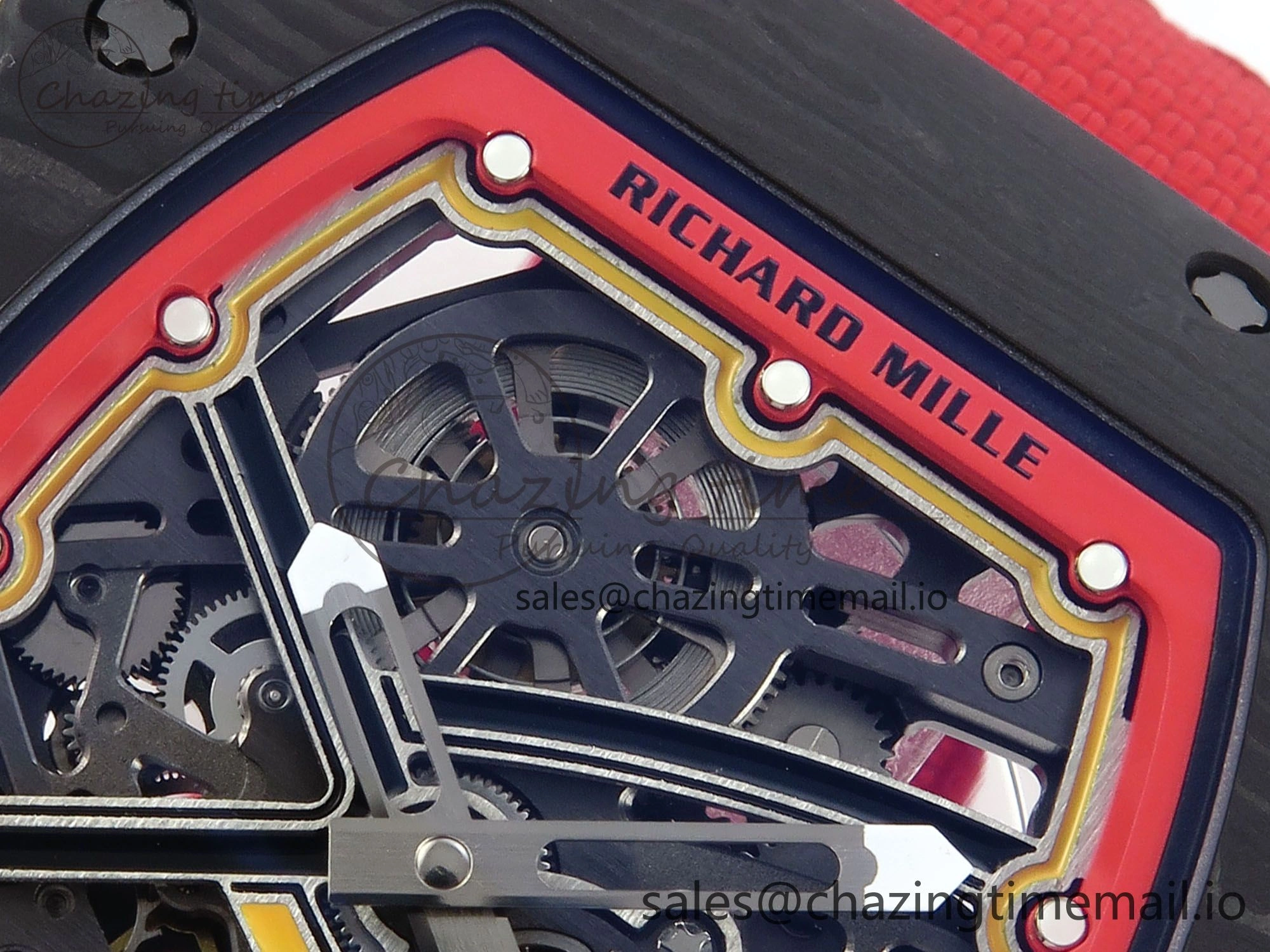 Custom Made RM67-02 Black NTPT Germany Dial on Red Nylon strap CRMA7 Clone EasyMatch 10836