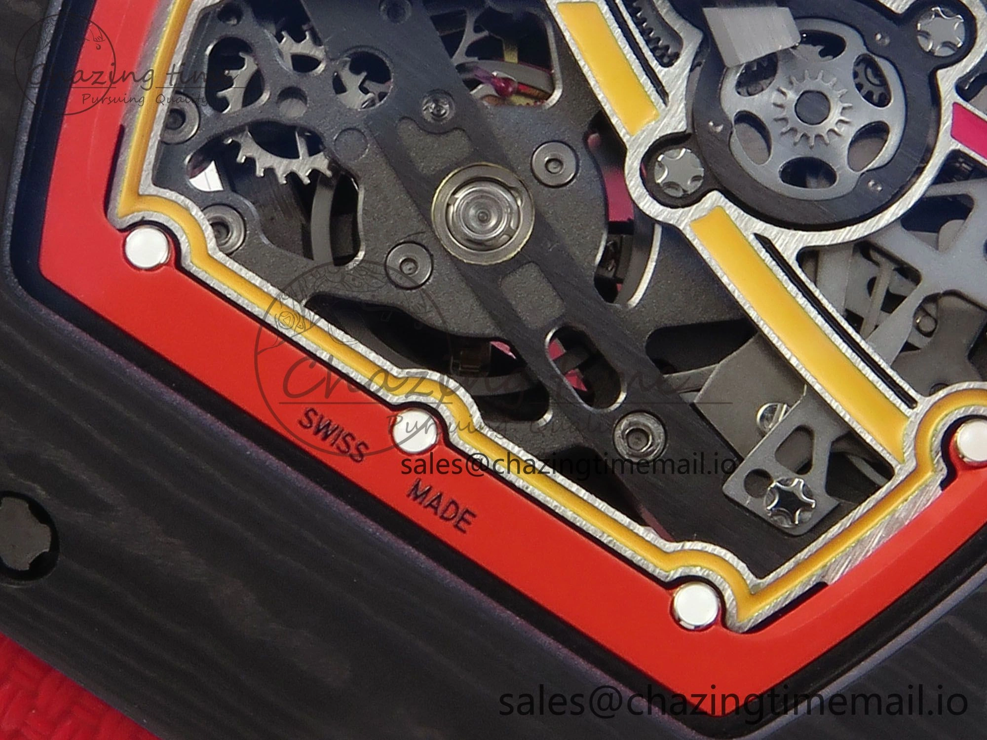 Custom Made RM67-02 Black NTPT Germany Dial on Red Nylon strap CRMA7 Clone EasyMatch 10836