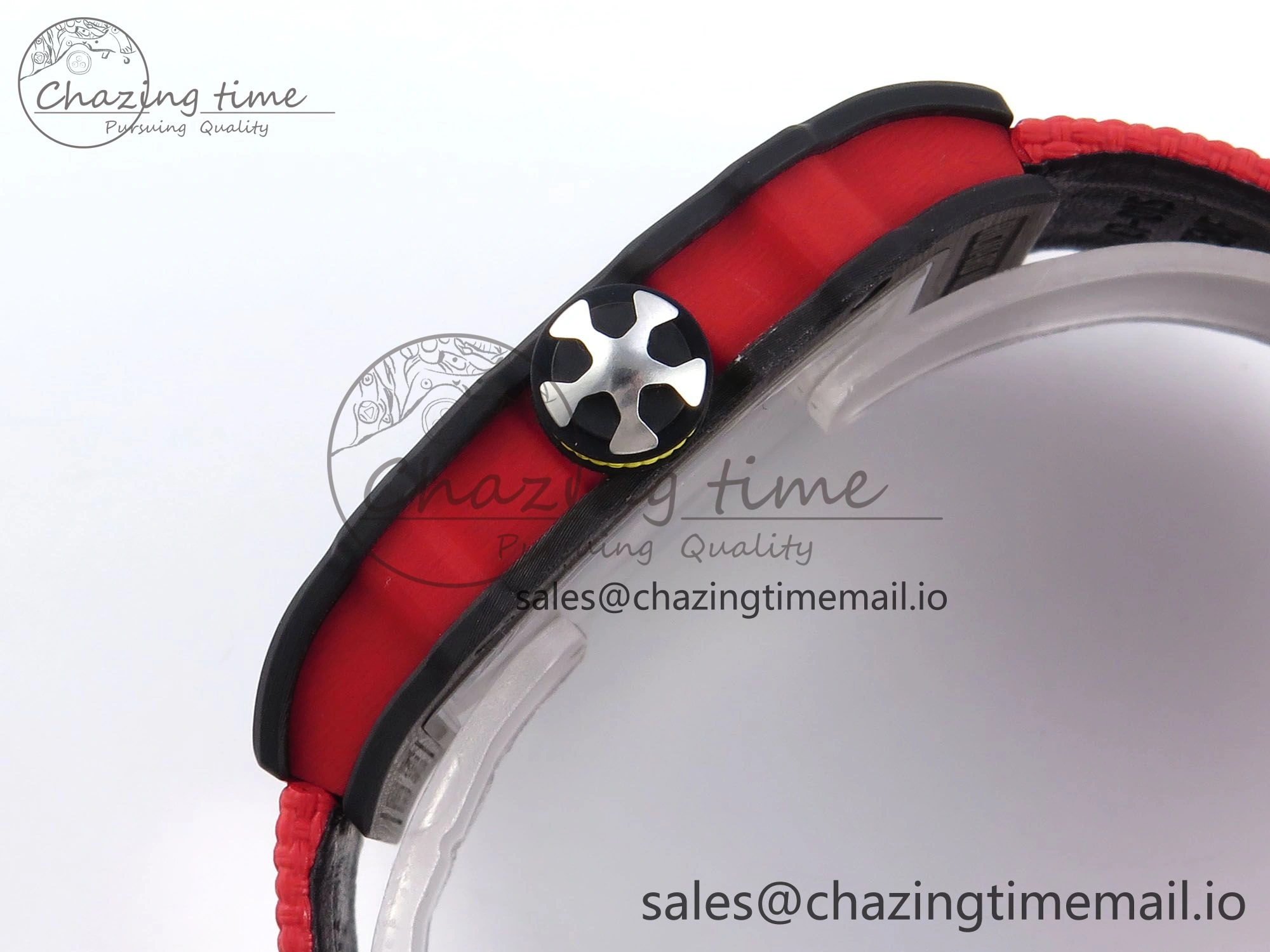 Custom Made RM67-02 Black NTPT Germany Dial on Red Nylon strap CRMA7 Clone EasyMatch 10836