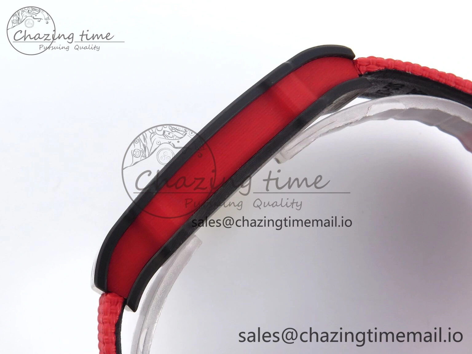 Custom Made RM67-02 Black NTPT Germany Dial on Red Nylon strap CRMA7 Clone EasyMatch 10836