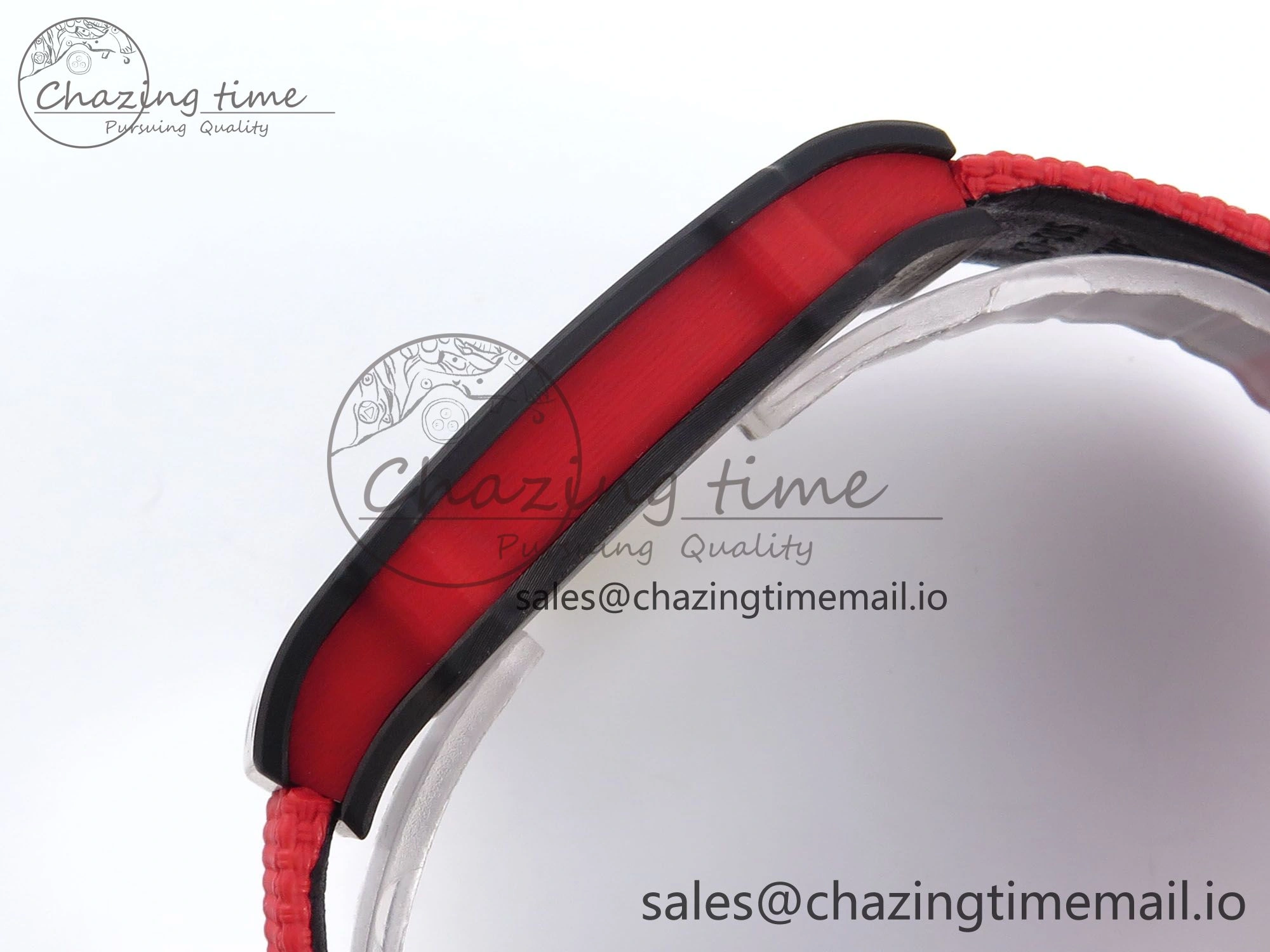 Custom Made RM67-02 Black NTPT Germany Dial on Red Nylon strap CRMA7 Clone EasyMatch 10836