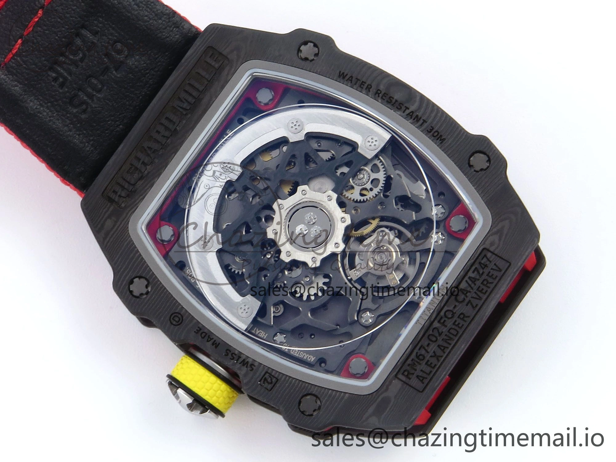 Custom Made RM67-02 Black NTPT Germany Dial on Red Nylon strap CRMA7 Clone EasyMatch 10836