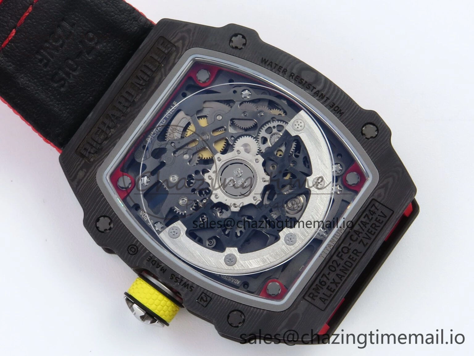 Custom Made RM67-02 Black NTPT Germany Dial on Red Nylon strap CRMA7 Clone EasyMatch 10836