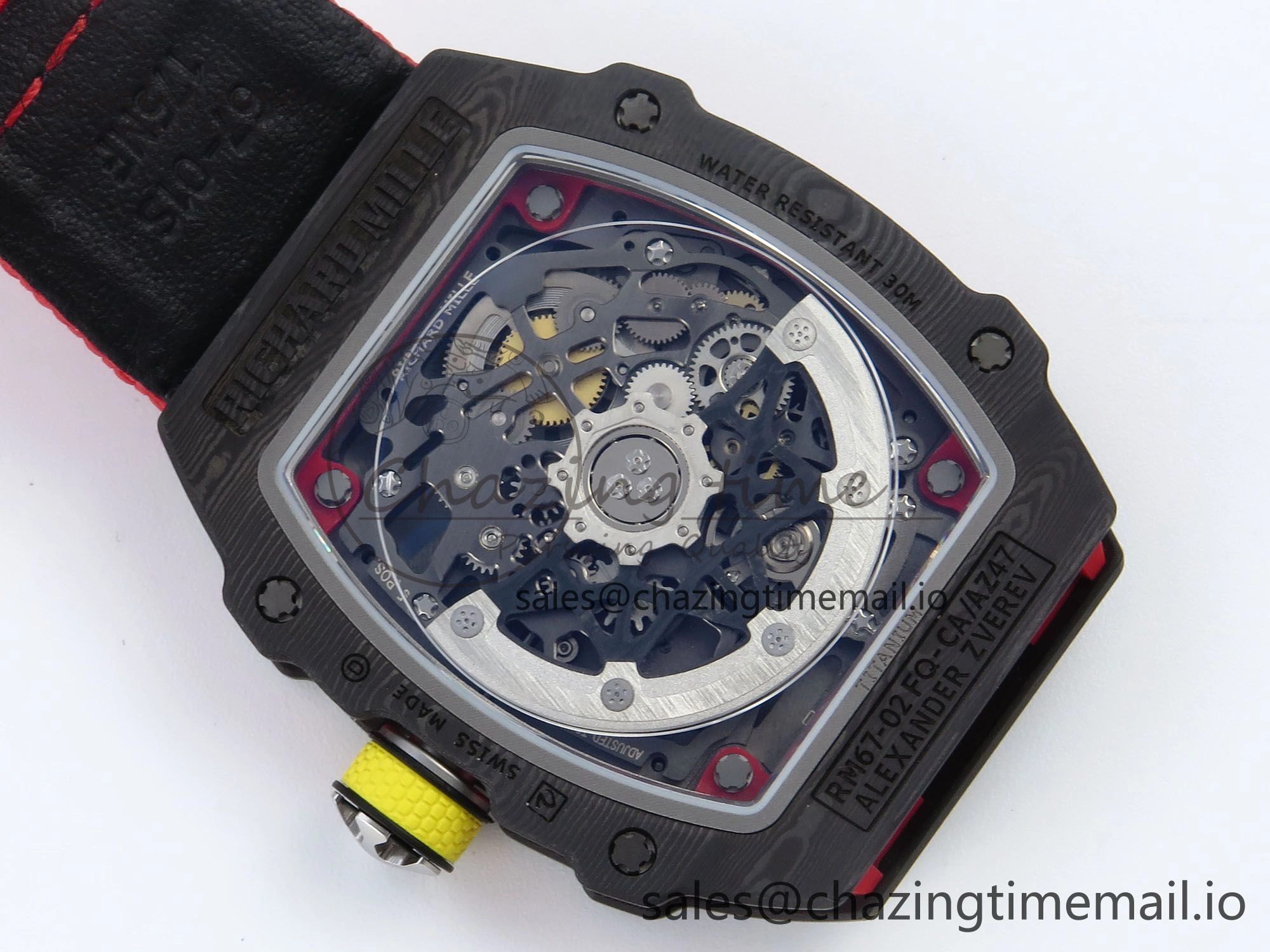 Custom Made RM67-02 Black NTPT Germany Dial on Red Nylon strap CRMA7 Clone EasyMatch 10836