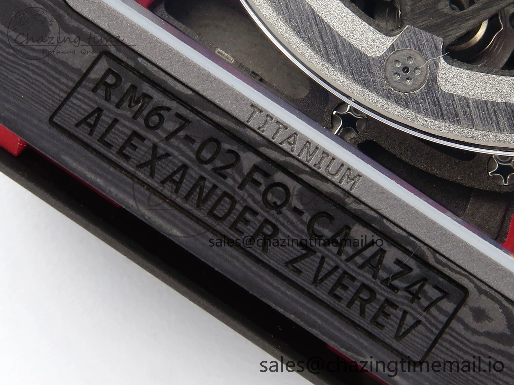 Custom Made RM67-02 Black NTPT Germany Dial on Red Nylon strap CRMA7 Clone EasyMatch 10836