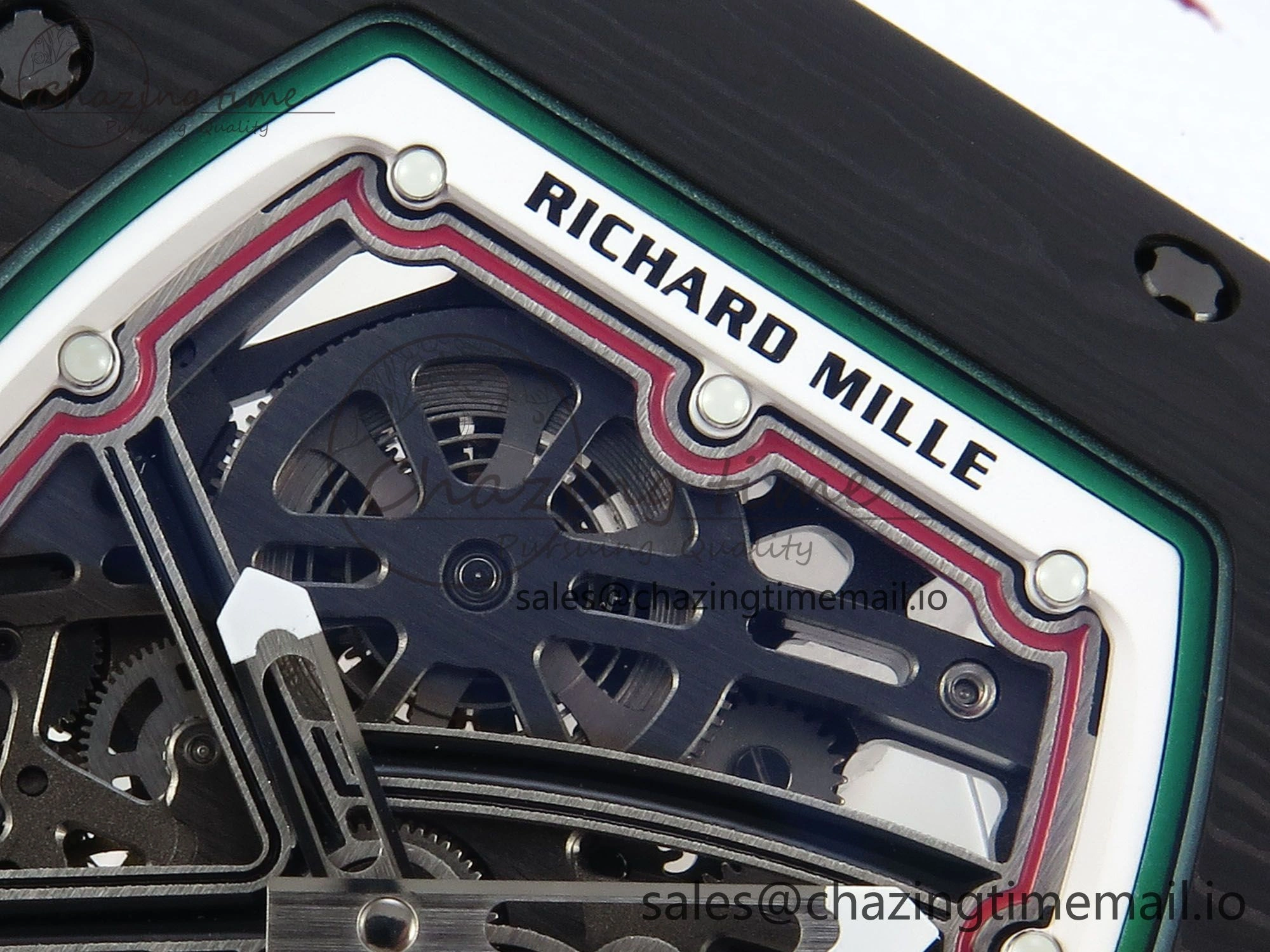 Timeless Custom Made RM67-02 Black NTPT Italy Dial on White Nylon strap CRMA7 Clone 9204