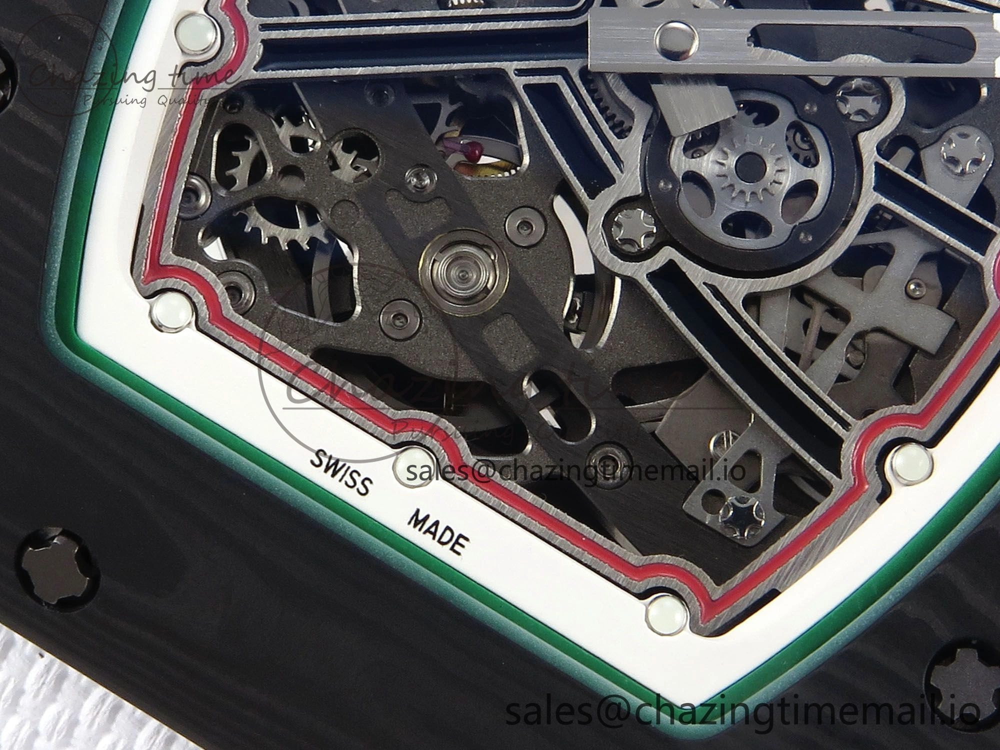 Timeless Custom Made RM67-02 Black NTPT Italy Dial on White Nylon strap CRMA7 Clone 9204