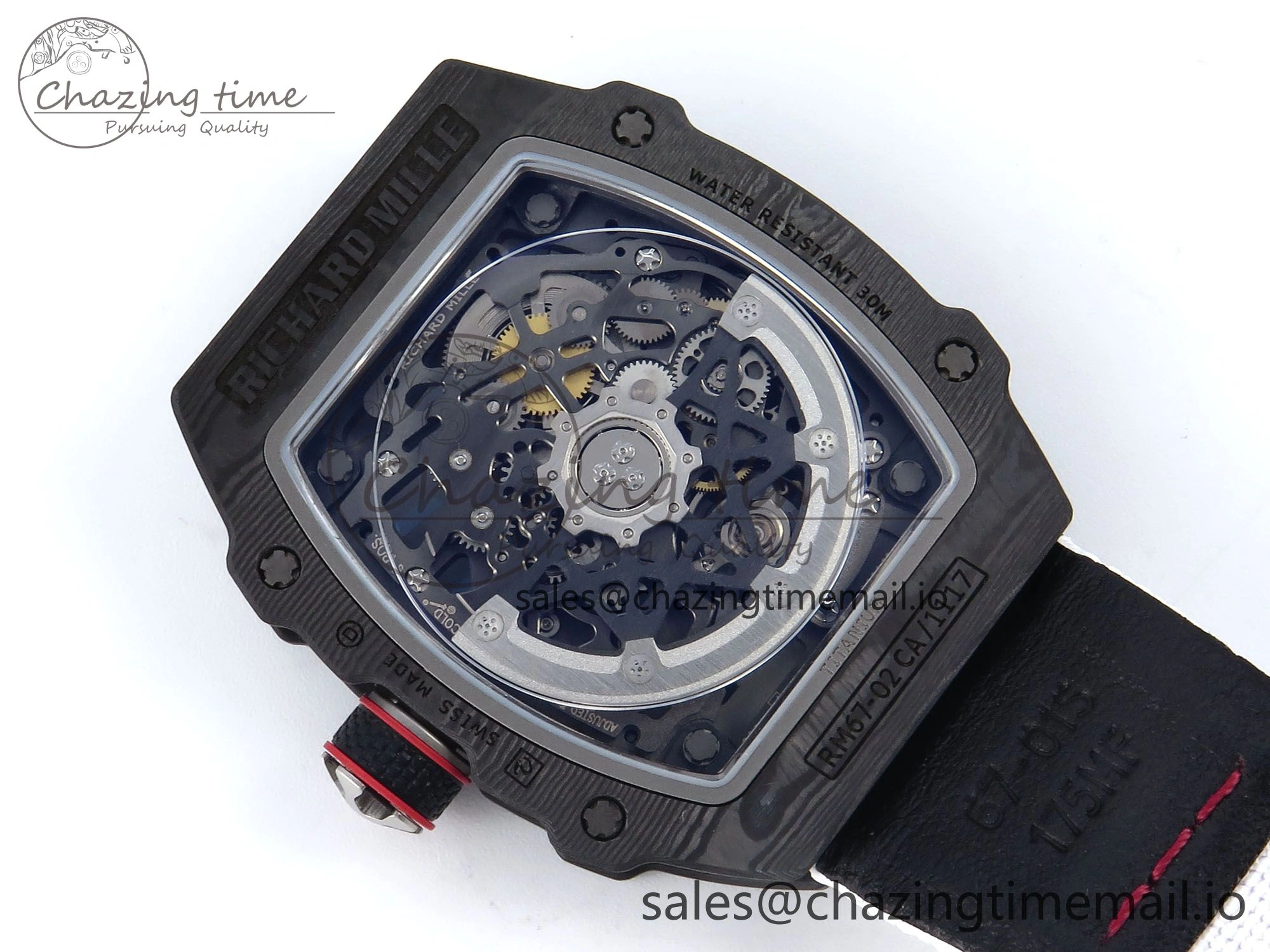 Timeless Custom Made RM67-02 Black NTPT Italy Dial on White Nylon strap CRMA7 Clone 9204