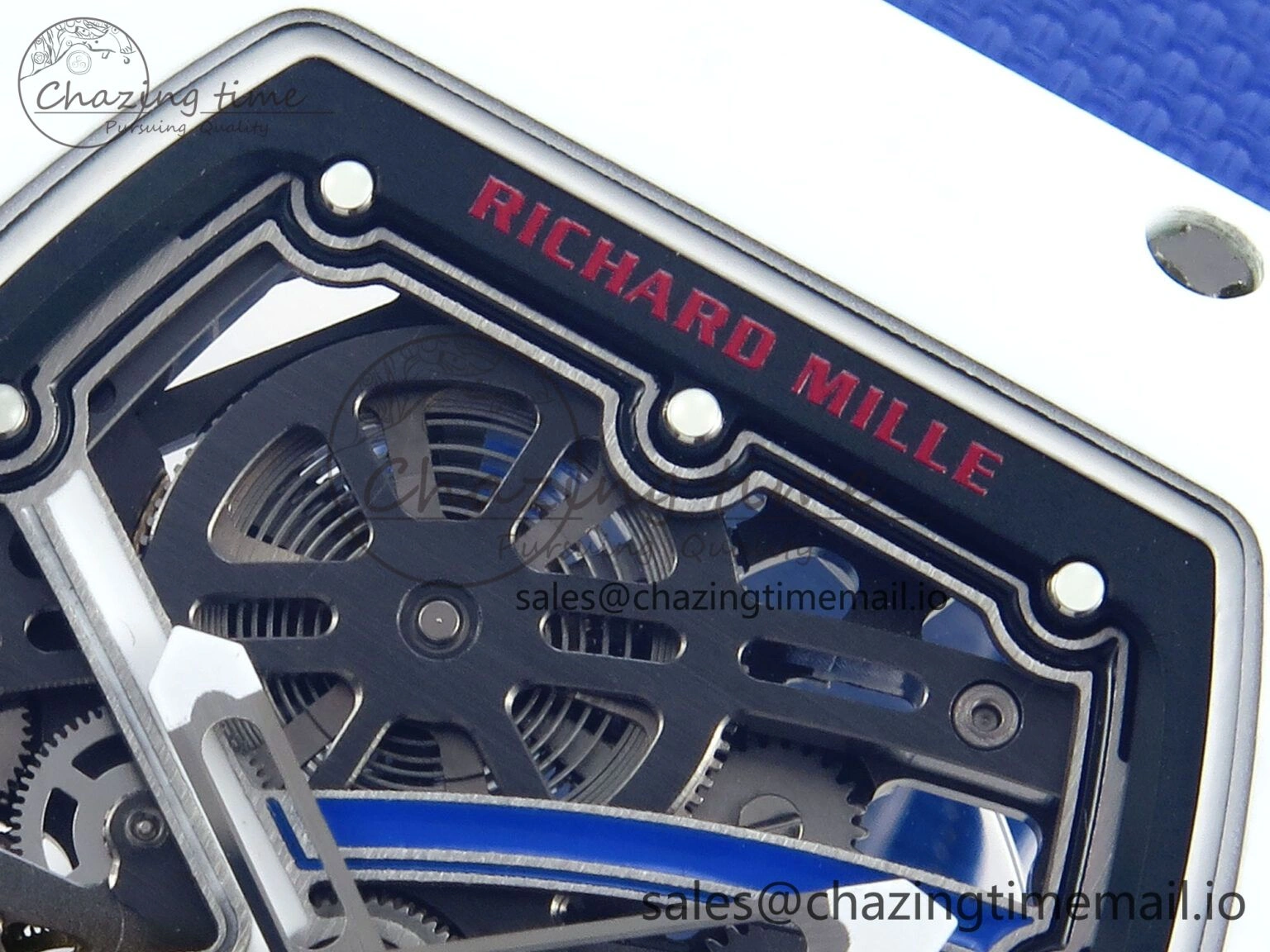 Custom Made RM67-02 White NTPT France Dial on Blue Nylon strap CRMA7 Clone Cozy 9209
