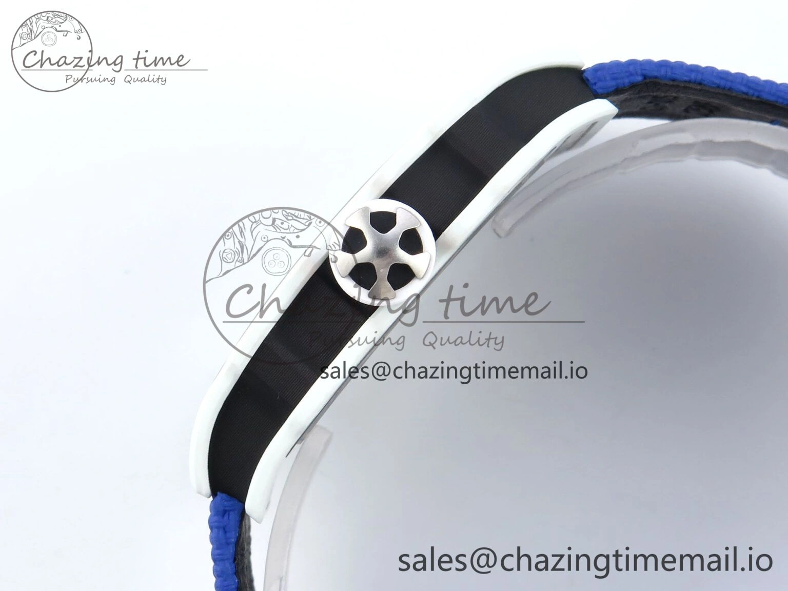Custom Made RM67-02 White NTPT France Dial on Blue Nylon strap CRMA7 Clone Cozy 9209