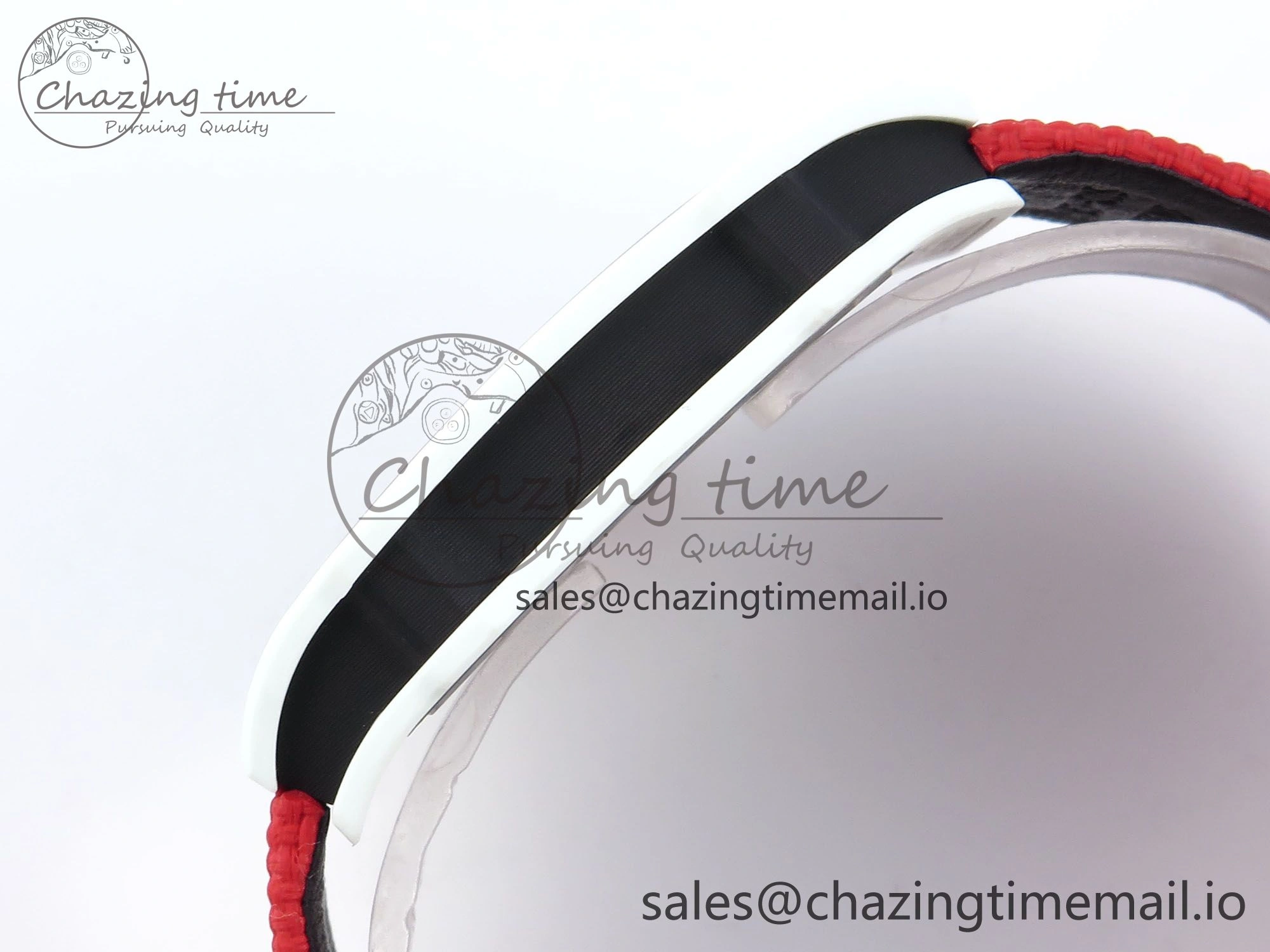 BestValue Custom Made RM67-02 White NTPT France Dial on Red Nylon strap CRMA7 Clone 10835