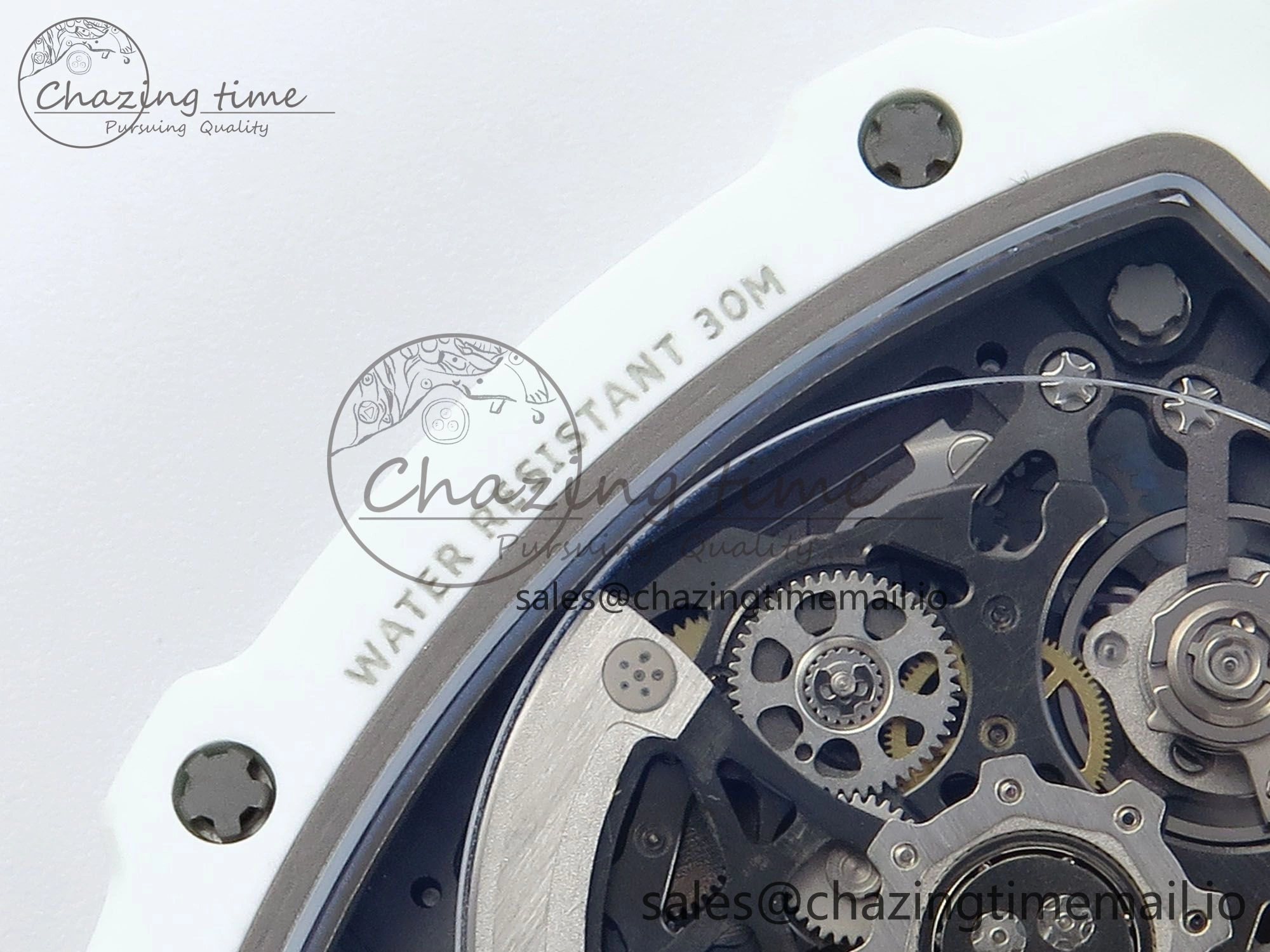 BestValue Custom Made RM67-02 White NTPT France Dial on Red Nylon strap CRMA7 Clone 10835