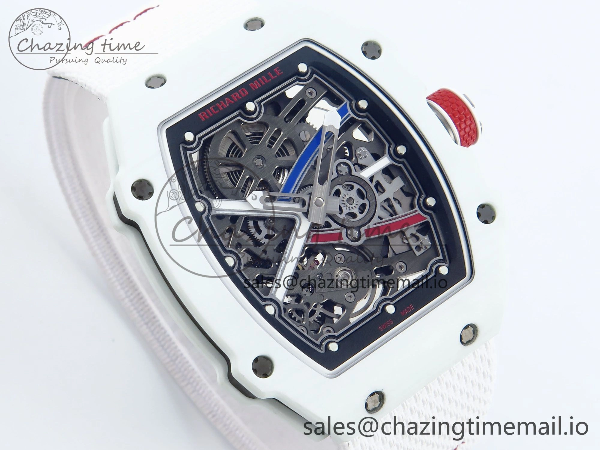 Custom Made RM67-02 White NTPT France Dial on White Nylon strap CRMA7 Clone Neat 10837