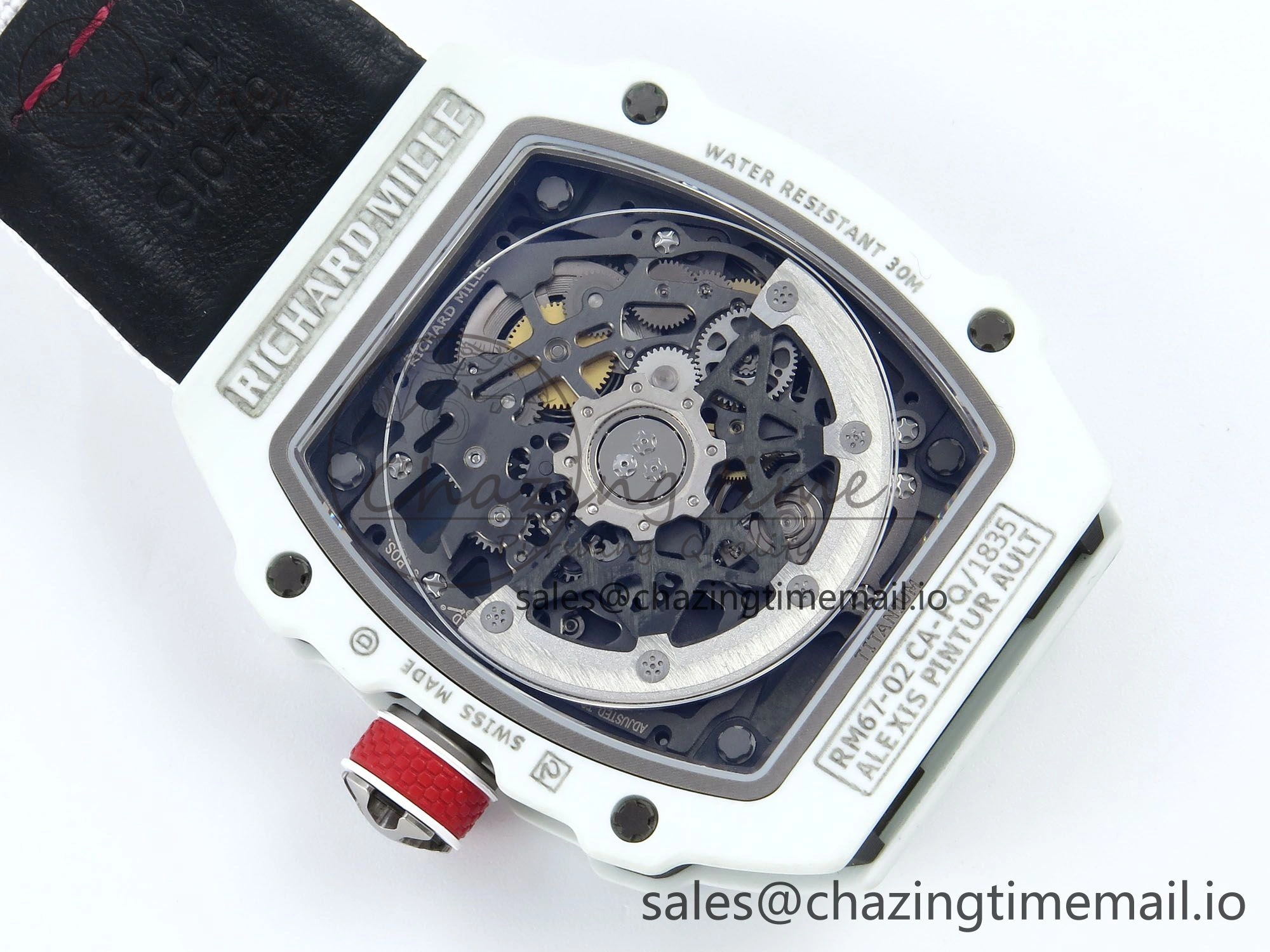 Custom Made RM67-02 White NTPT France Dial on White Nylon strap CRMA7 Clone Neat 10837