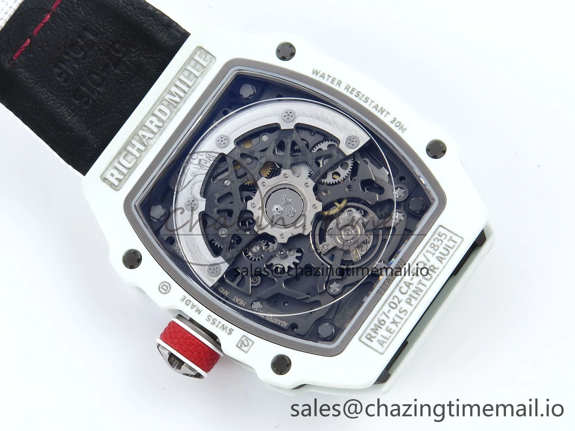 Custom Made RM67-02 White NTPT France Dial on White Nylon strap CRMA7 Clone Neat 10837