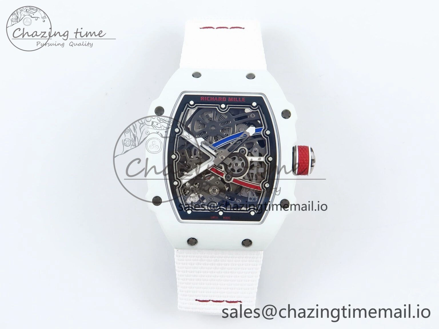 Custom Made RM67-02 White NTPT France Dial on White Nylon strap CRMA7 Clone Neat 10837