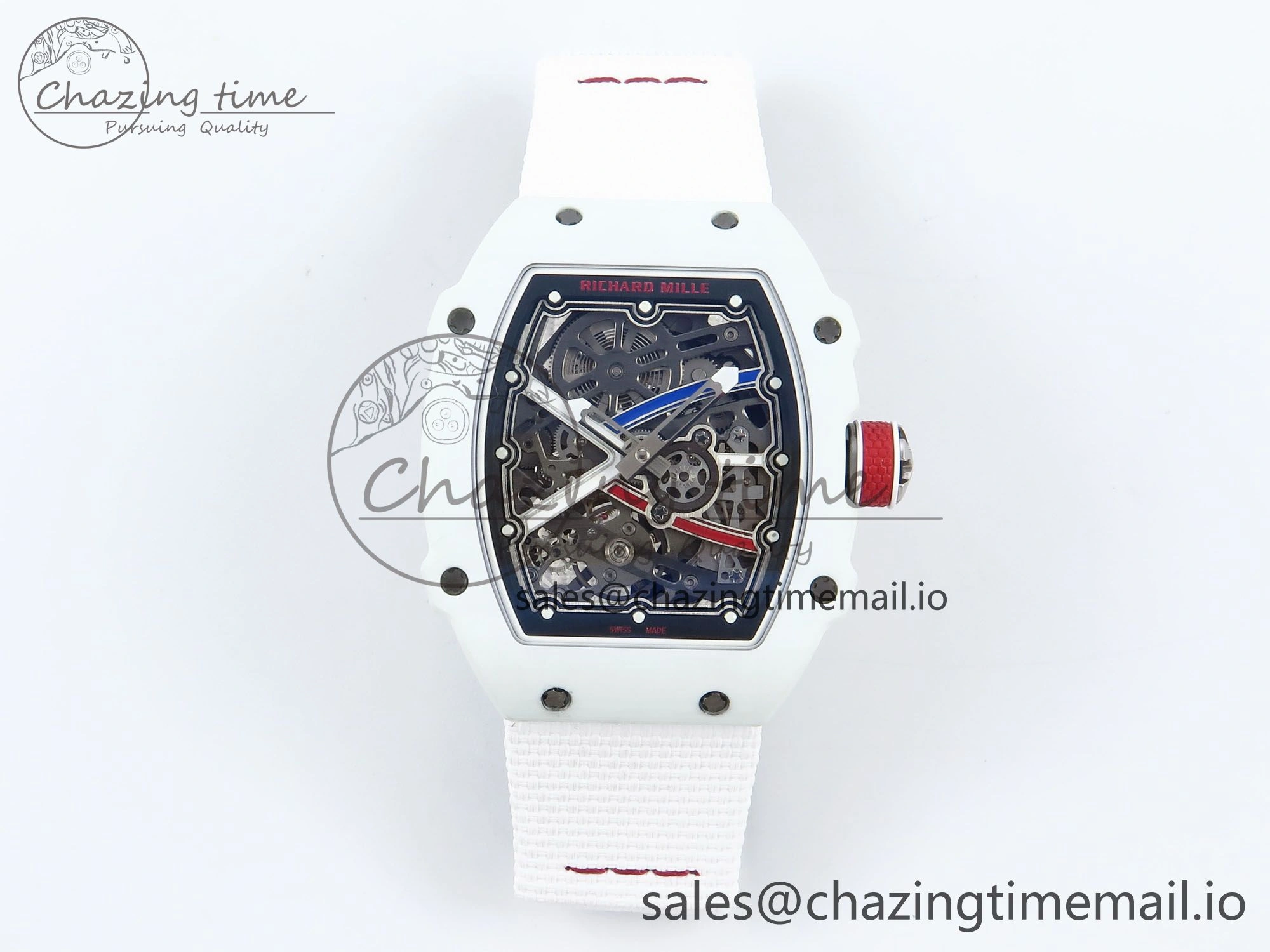 Custom Made RM67-02 White NTPT France Dial on White Nylon strap CRMA7 Clone Neat 10837