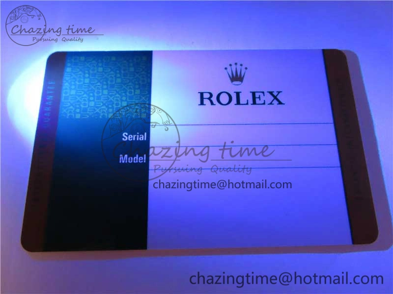 Colorful Custom Made Rolex Warranty Card with Anti-Forgery Crown and Fluorescent Label V 4131