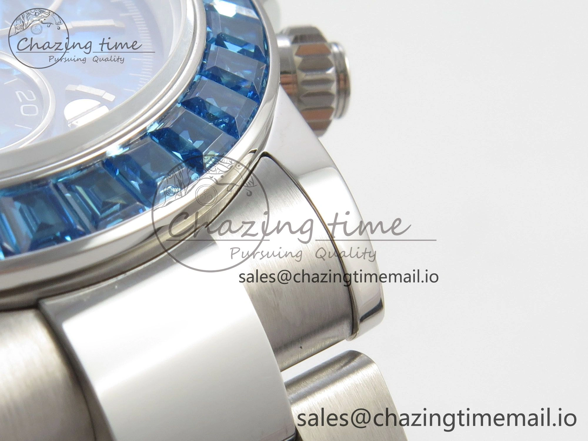 Custom Modded Daytona 40mm MPF Blue Skeleton Dial Blue Crystal Bezel on SS Bracelet SA Practical 308