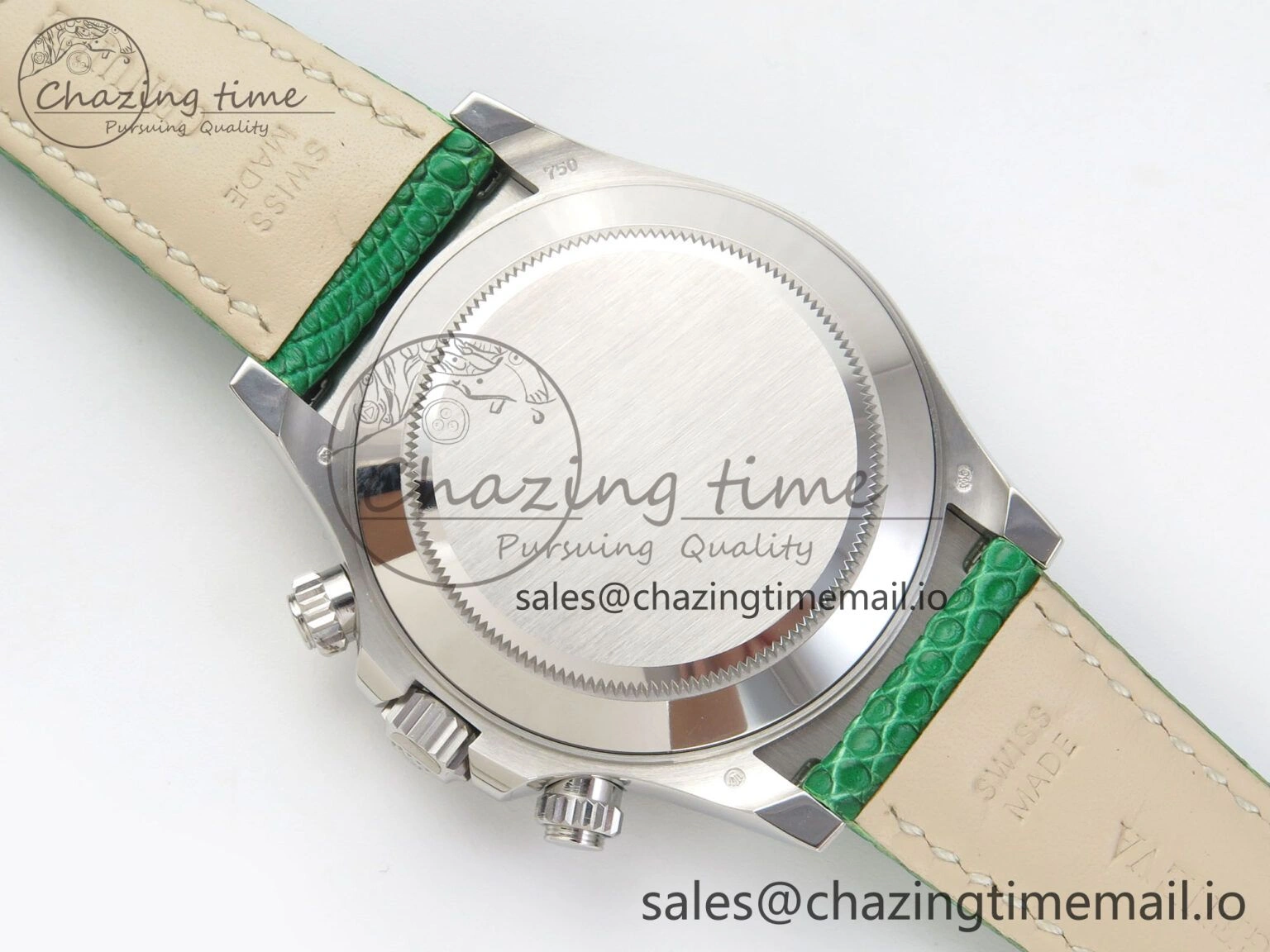 Custom Modded Daytona 40mm MPF Green Dial Diamonds Bezel on Green Leather Strap SA Trendsetting 326