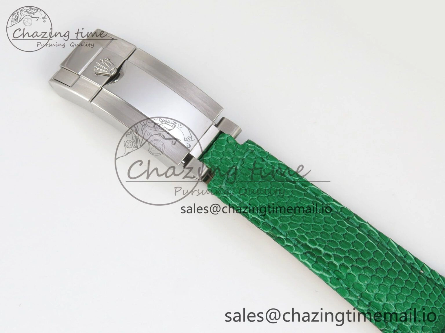 Custom Modded Daytona 40mm MPF Green Dial Diamonds Bezel on Green Leather Strap SA Trendsetting 326