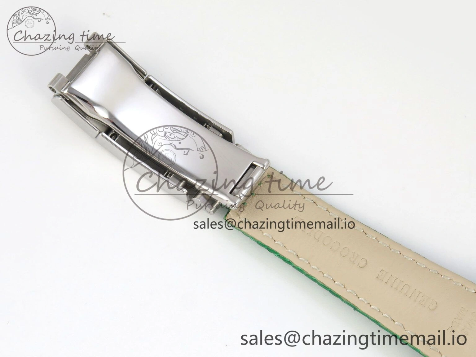 Custom Modded Daytona 40mm MPF Green Dial Diamonds Bezel on Green Leather Strap SA Trendsetting 326
