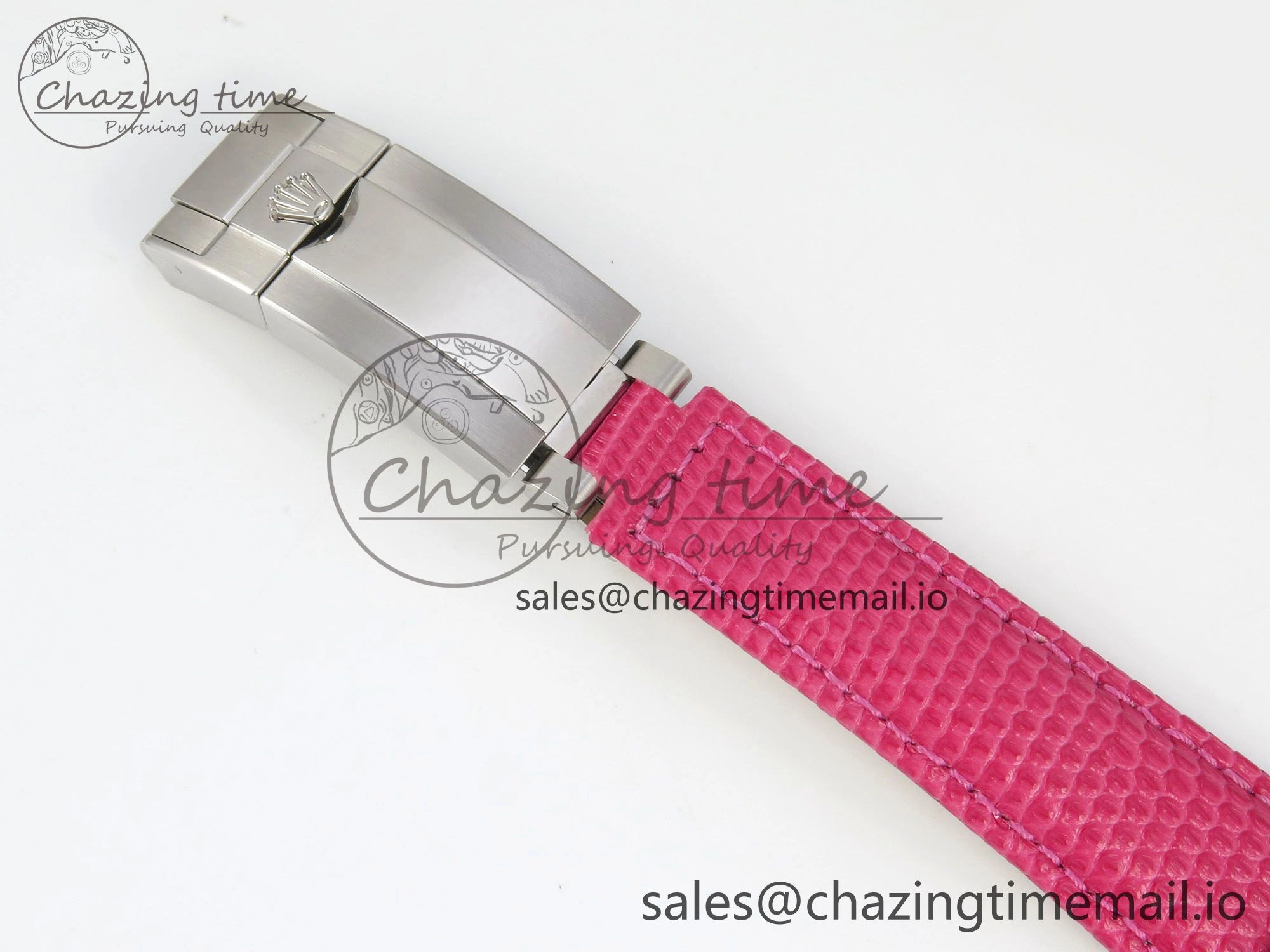 Unique Custom Modded Daytona 40mm MPF Pink Dial Diamonds Bezel on Pink Leather Strap SA 319
