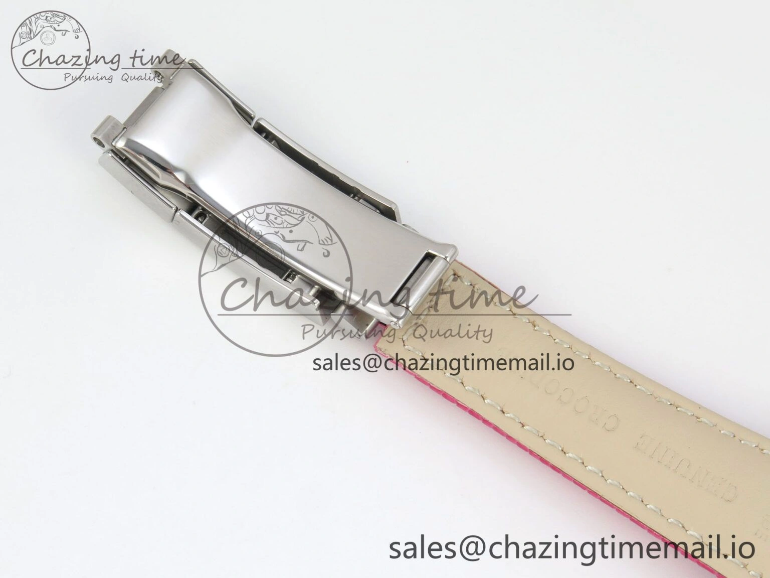 Unique Custom Modded Daytona 40mm MPF Pink Dial Diamonds Bezel on Pink Leather Strap SA 319