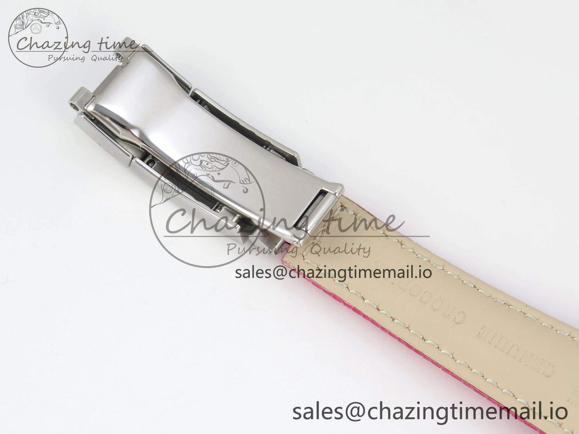 Unique Custom Modded Daytona 40mm MPF Pink Dial Diamonds Bezel on Pink Leather Strap SA 319