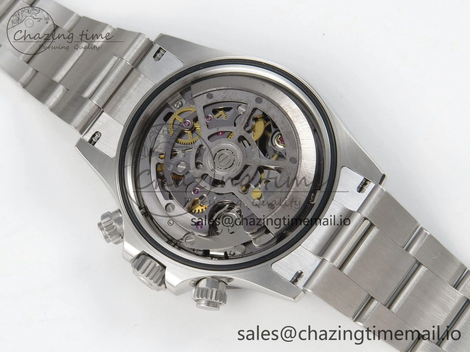 Refined Custom Modded Daytona 40mm MPF Skeleton Dial Brown Ceramic Bezel on SS Bracelet SA 306