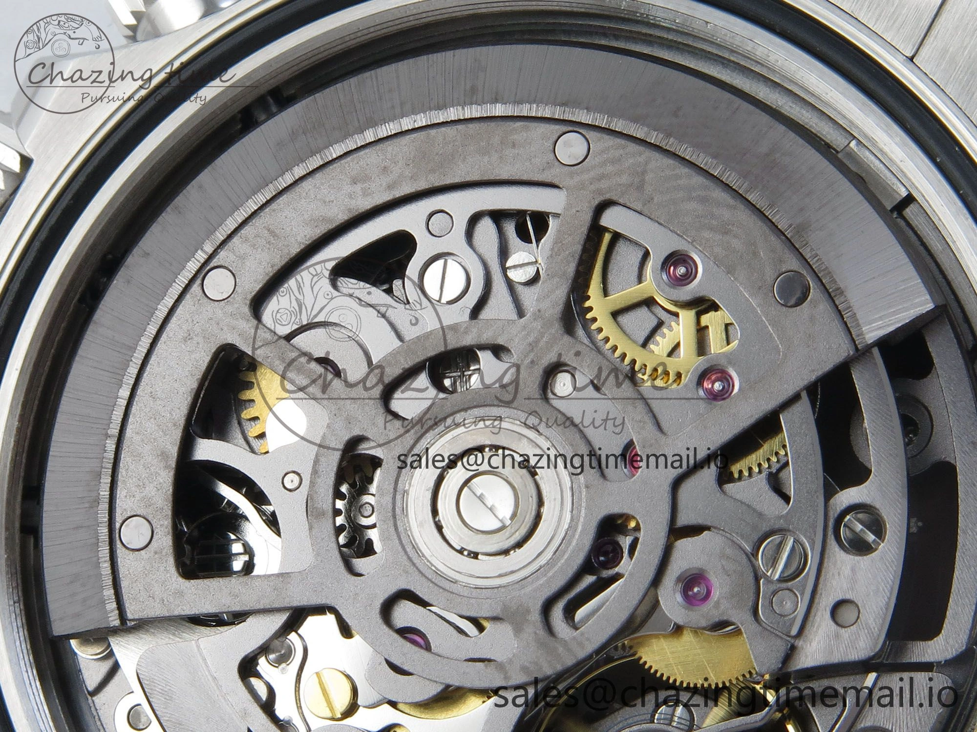 TopPick Custom Modded Daytona 40mm MPF Skeleton Dial Crystal Bezel on SS Bracelet SA 307