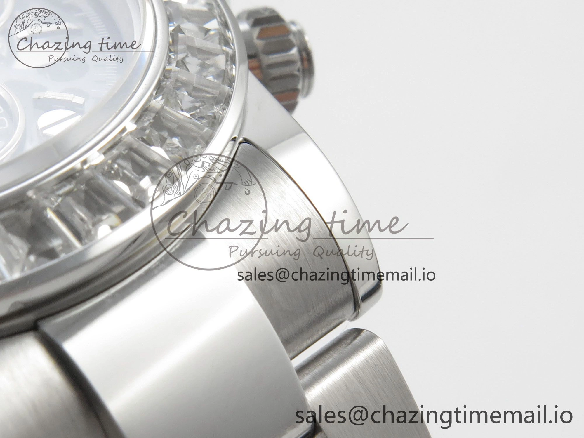 TopPick Custom Modded Daytona 40mm MPF Skeleton Dial Crystal Bezel on SS Bracelet SA 307