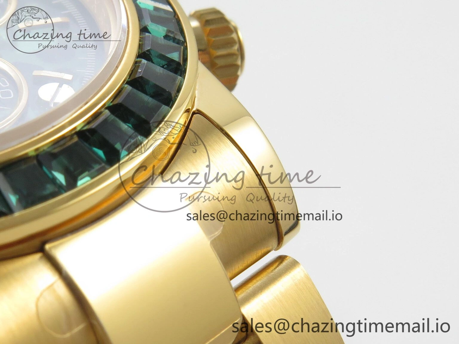 Custom Modded Daytona 40mm MPF Skeleton Dial Green Crystals Bezel on YG Bracelet SA Efficient 310