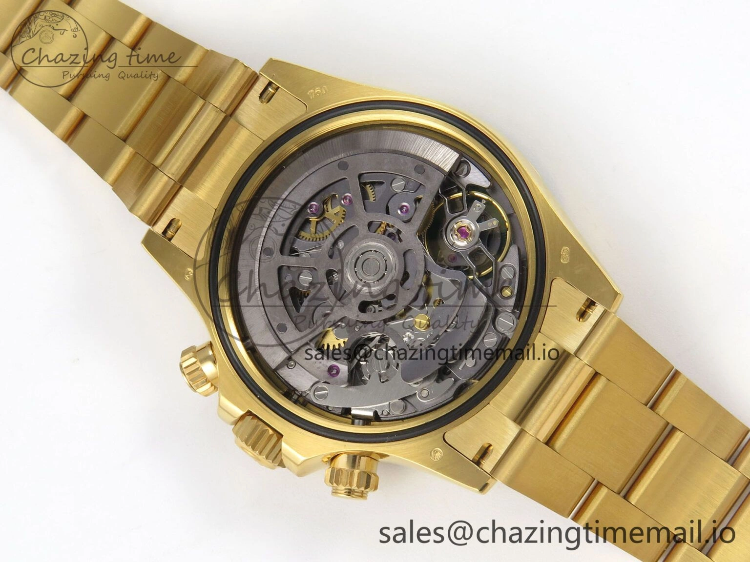 Custom Modded Daytona 40mm MPF Skeleton Dial Green Crystals Bezel on YG Bracelet SA Efficient 310