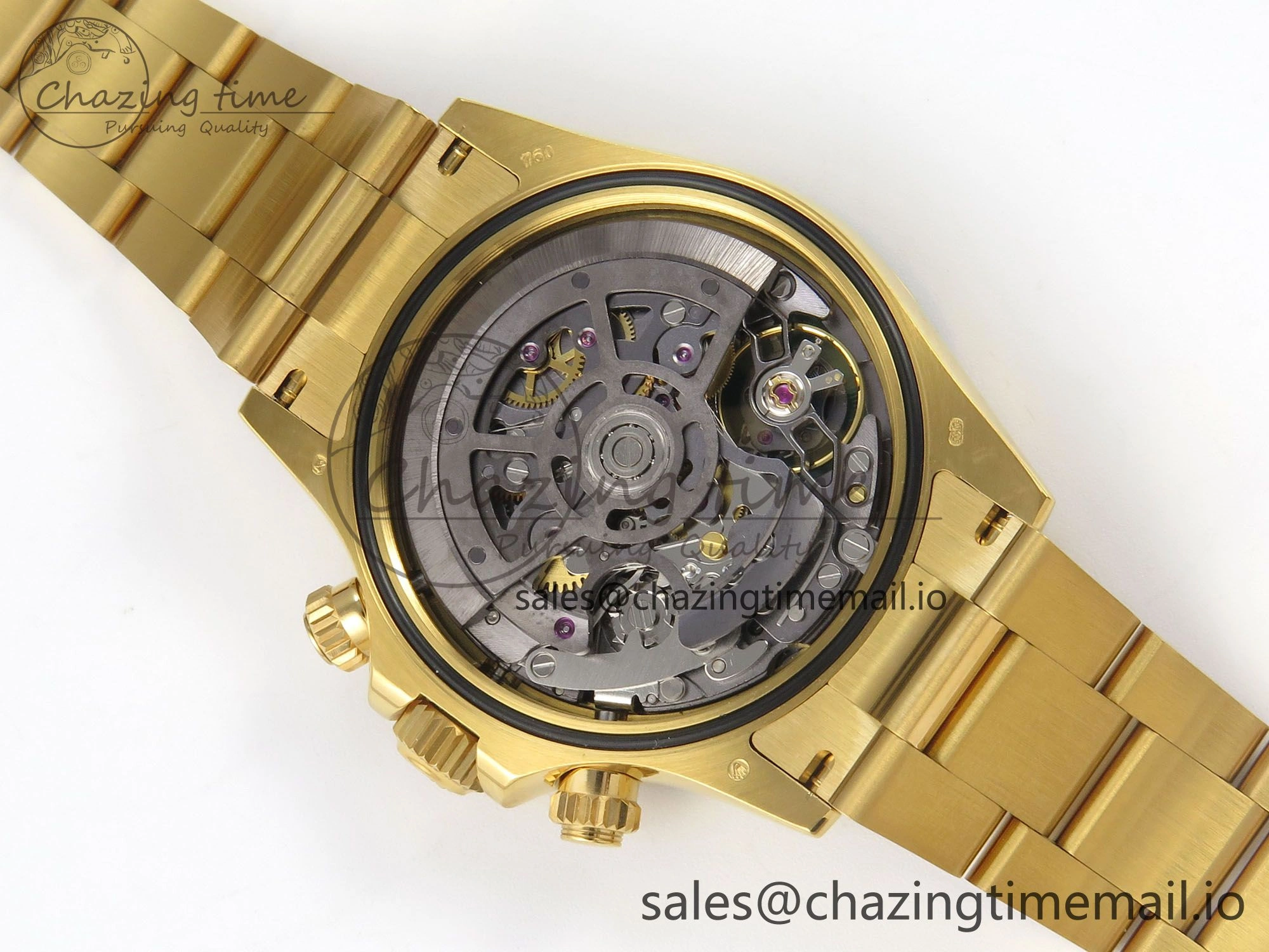 Custom Modded Daytona 40mm MPF Skeleton Dial Green Crystals Bezel on YG Bracelet SA Efficient 310