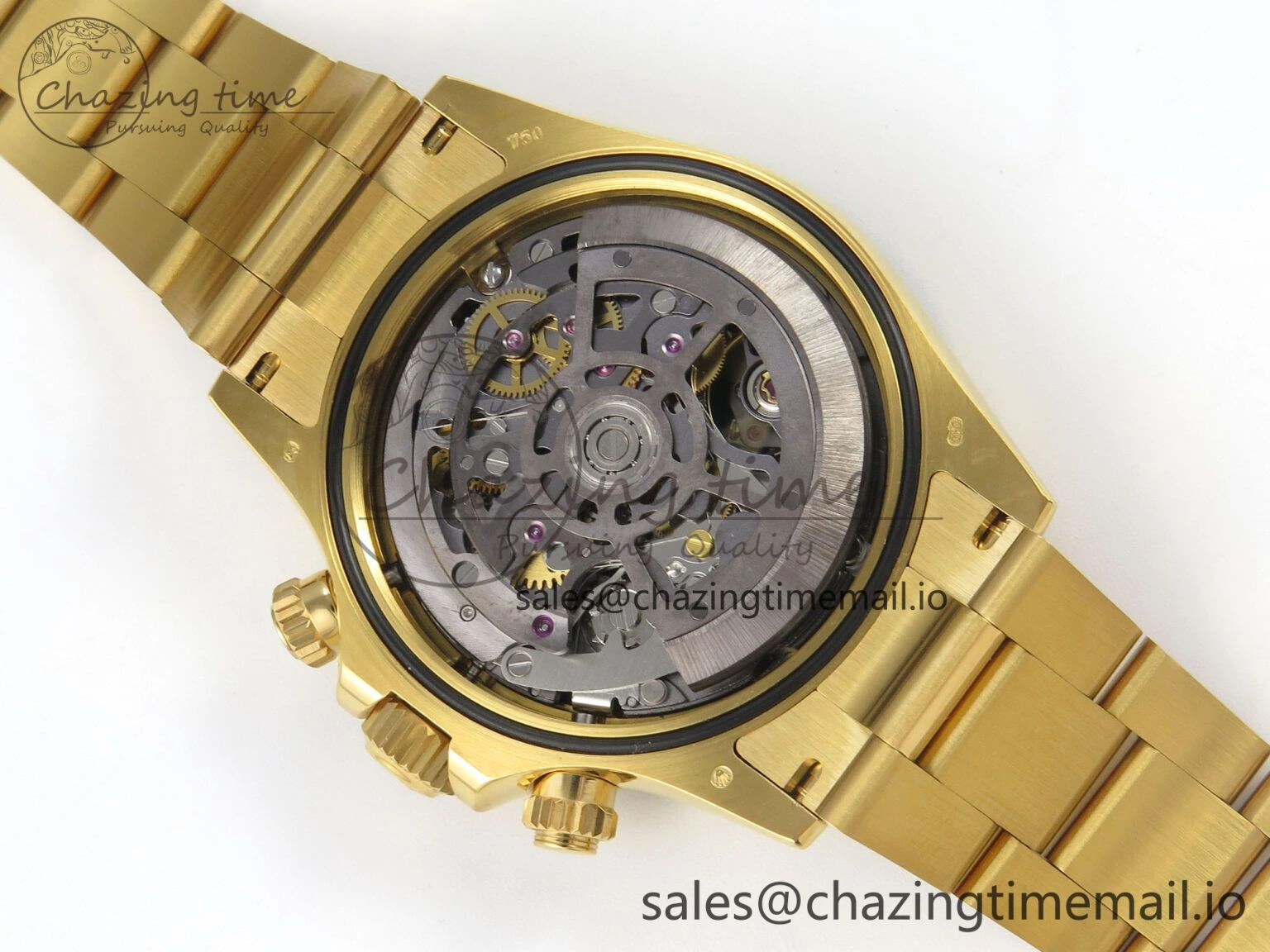 Custom Modded Daytona 40mm MPF Skeleton Dial Green Crystals Bezel on YG Bracelet SA Efficient 310