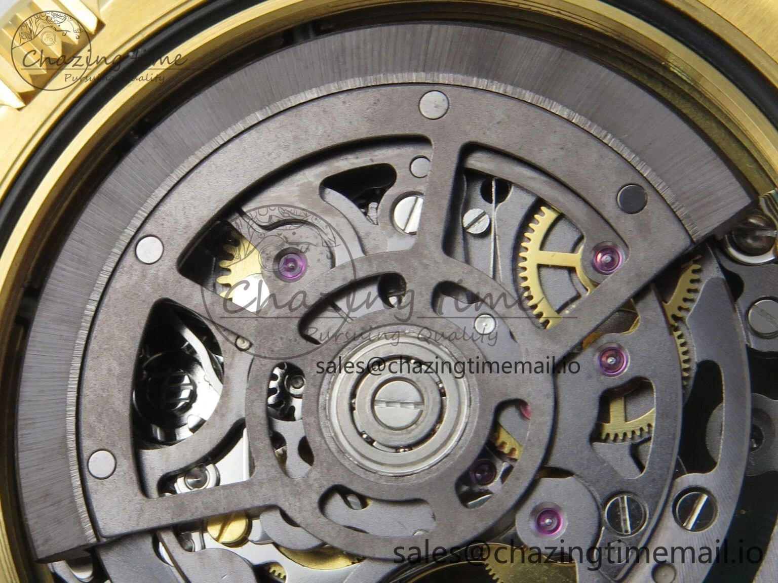 Custom Modded Daytona 40mm MPF Skeleton Dial Green Crystals Bezel on YG Bracelet SA Efficient 310